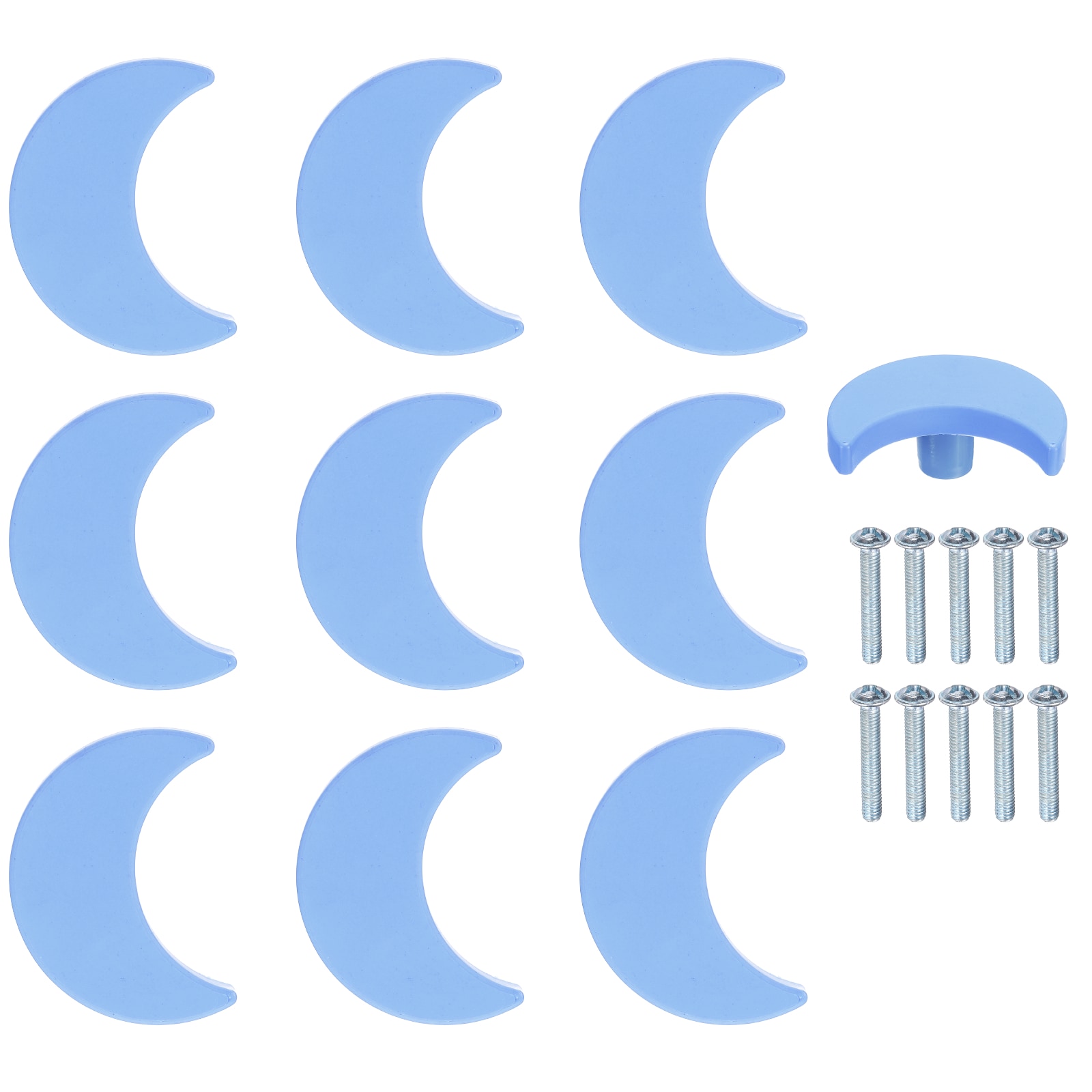 Unique Bargains 10pcs Cabinet Knobs 50x36mm Plastic Cute Dresser Pulls Cartoon Soft Rubber Drawer Handle Pulls with Screws for Bedroom Cupboard Closets Bookcase Kitchen Moon Teal