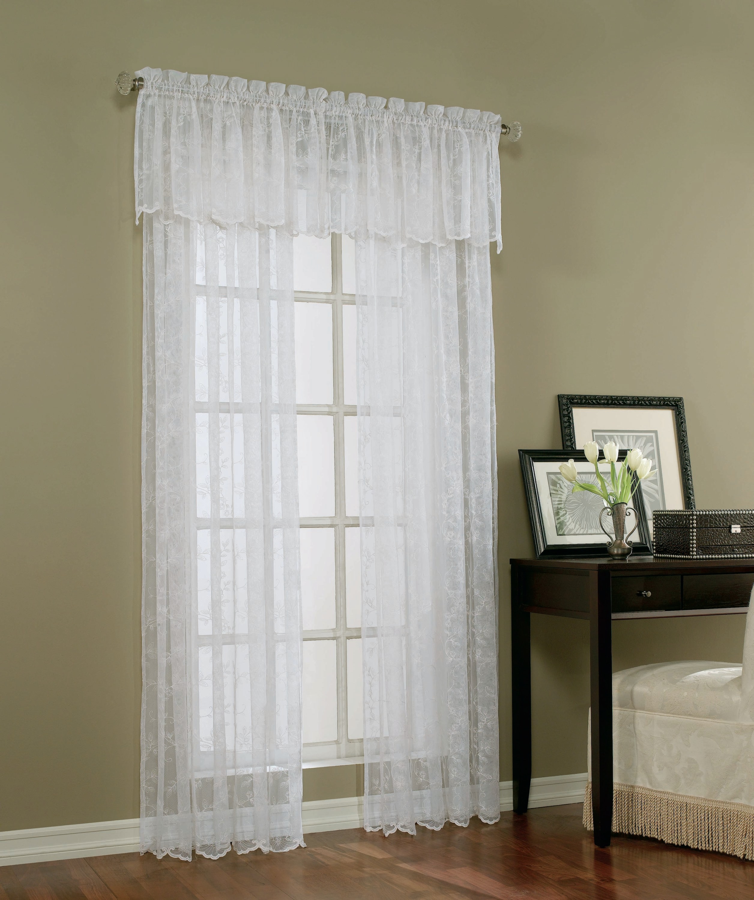 Style Selections 84-in White Sheer Rod Pocket Single Curtain Panel at ...