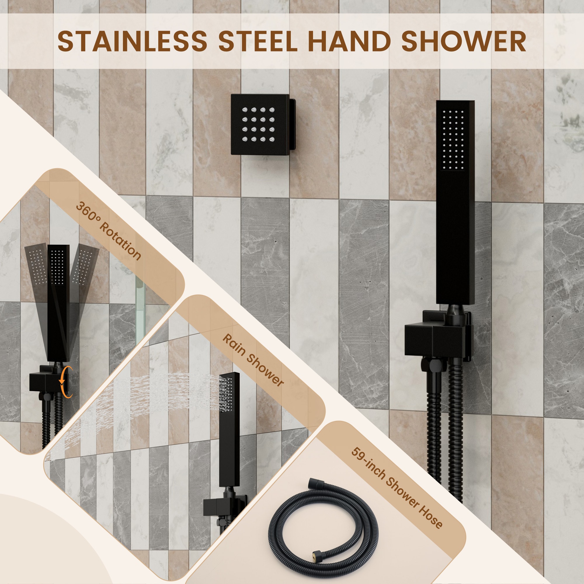 CASAINC CS6221-12MB Showerhead-Bar-Panels - View #8
