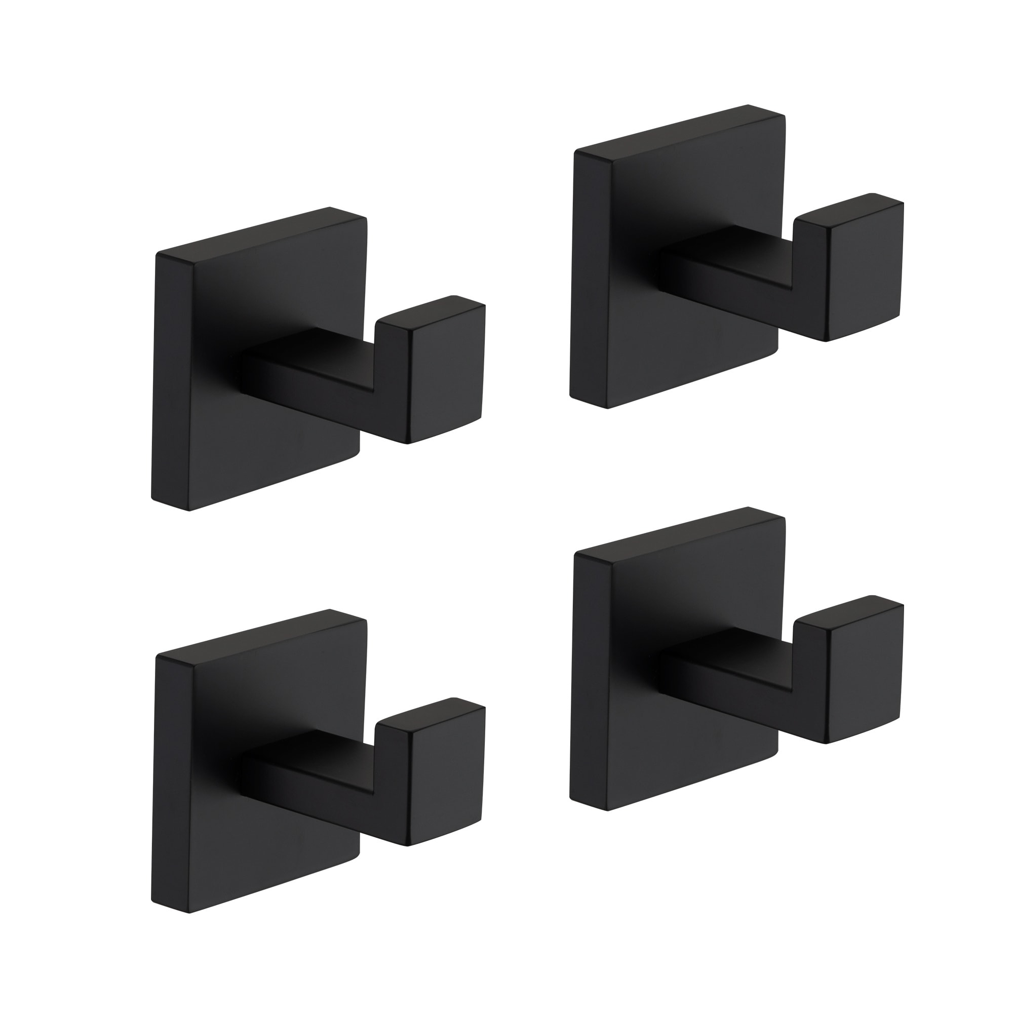 Boyel Living - 4-Piece Wall-Mounted Stainless Steel Towel Hook Set in Matte Black