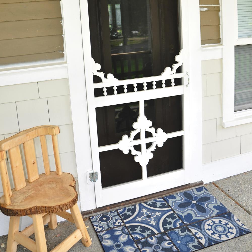 Mohawk Home 1-1/2-ft x 2-1/2-ft Blue Rectangular Outdoor Door Mat