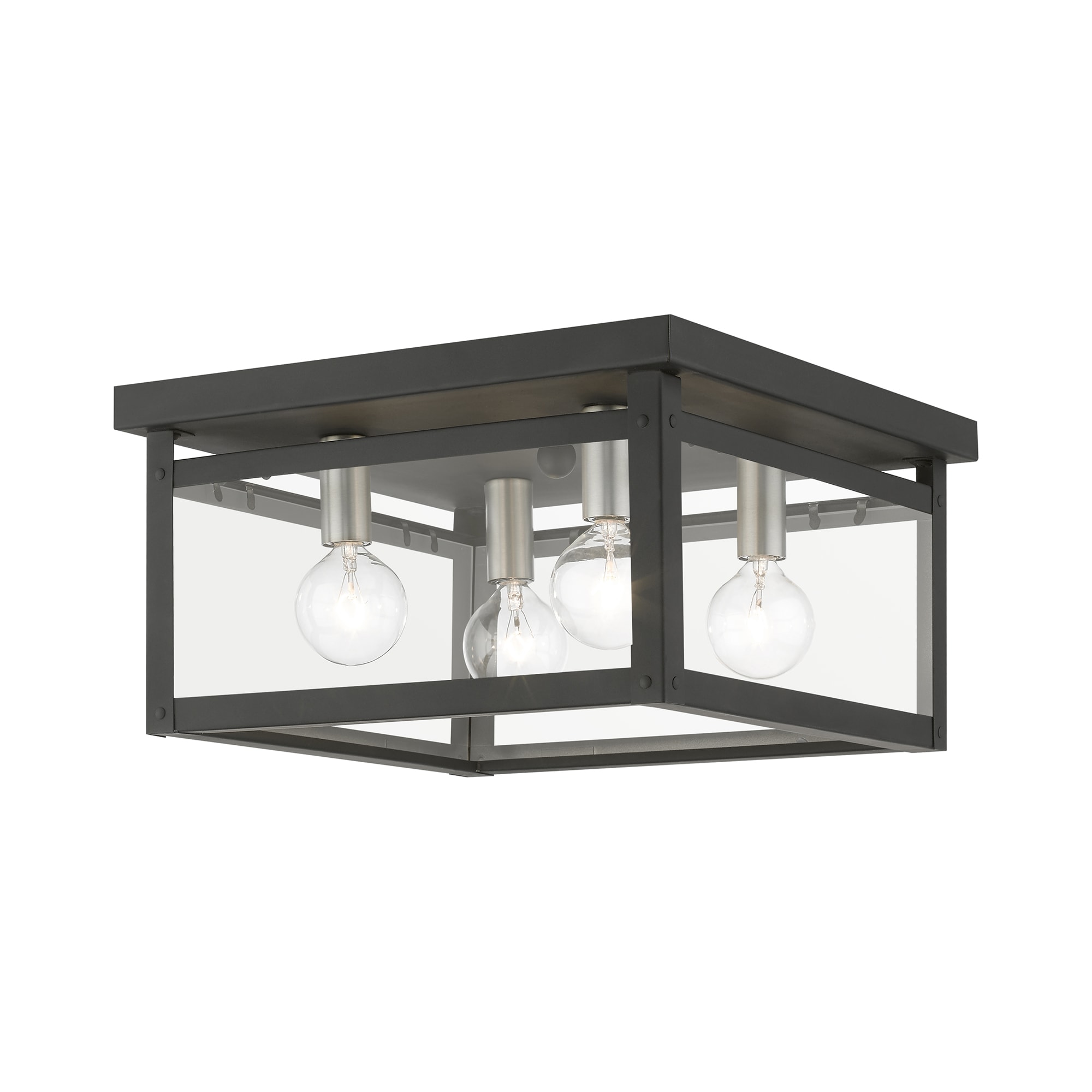 Milford Square 4-Light LED Flush Mount in Black and Brushed Nickel