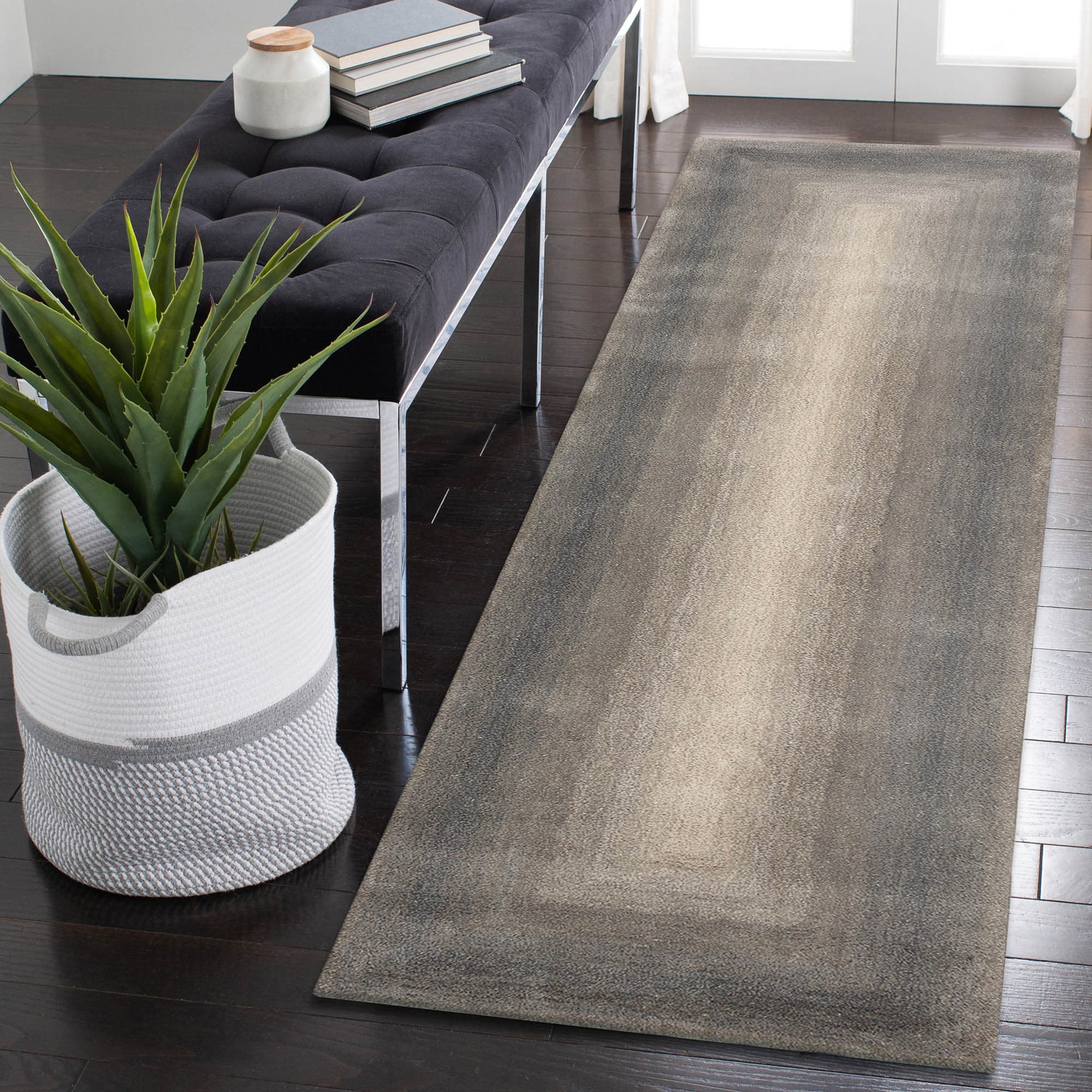 Liora Manne TIVR8811738 Tivoli 2 x 8 (ft) Tufted Wool Silver Rectangular Indoor Abstract Runner rug