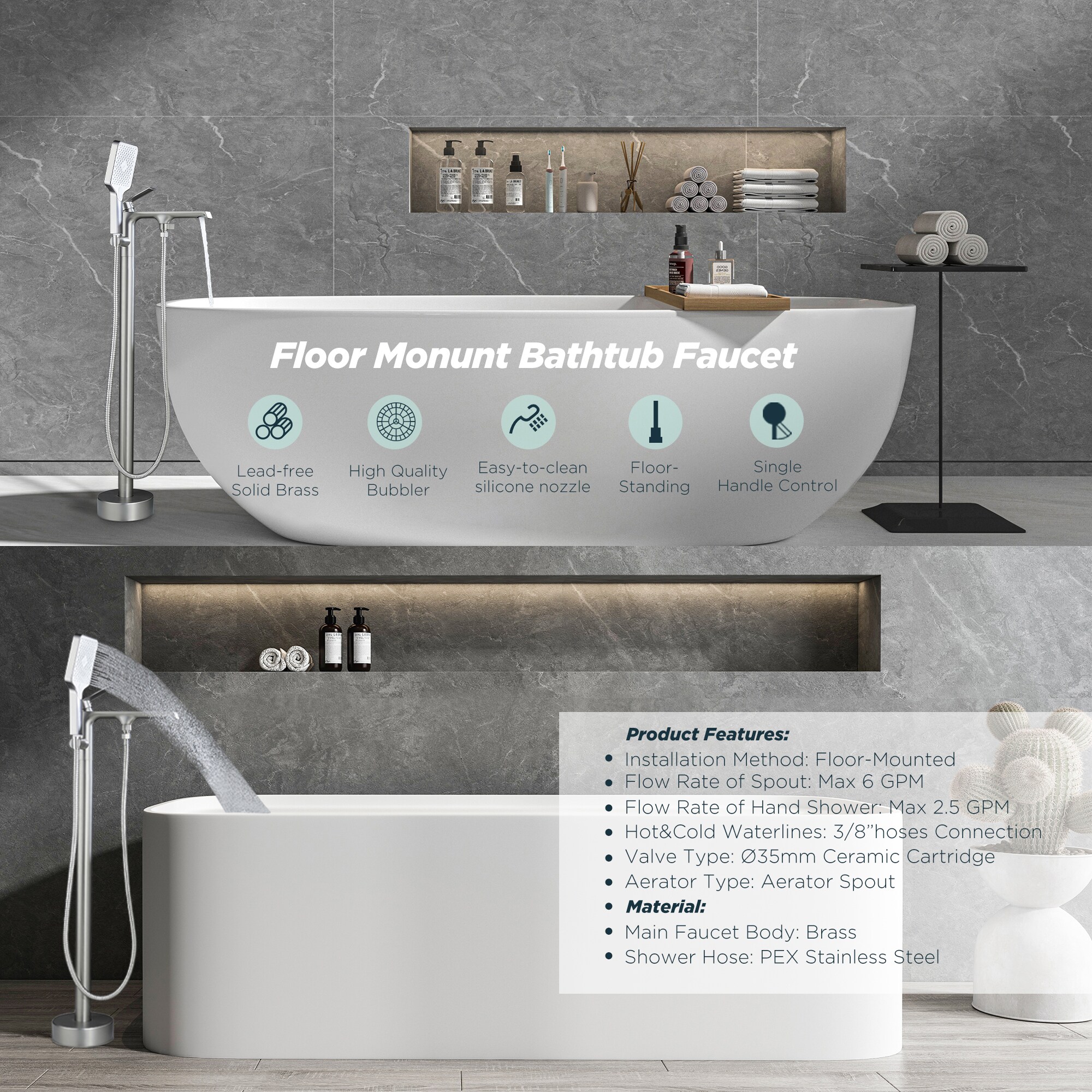 FURUISI LL14A1SS Roman-Tub-Faucets - View #7