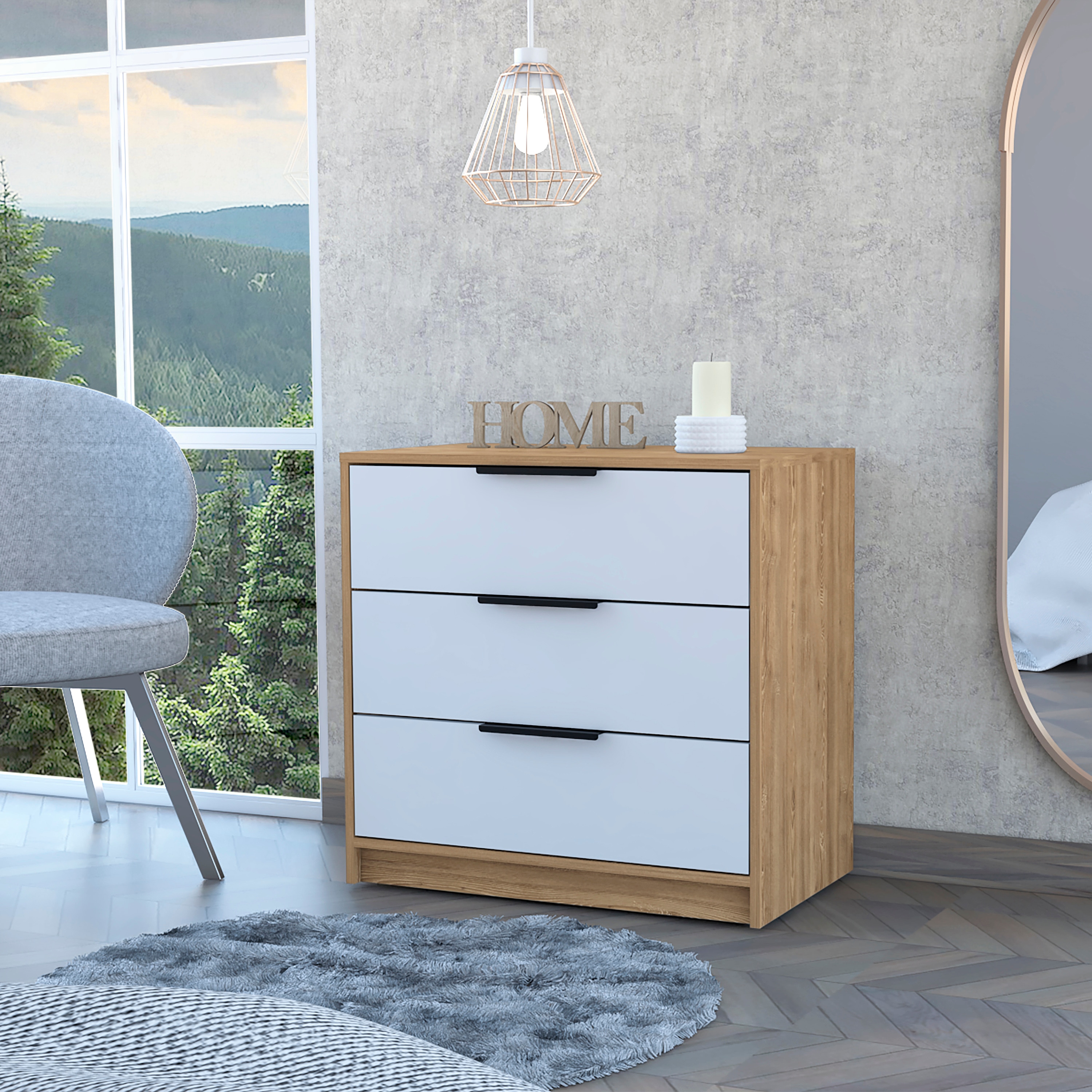 ZAKLOOP Kaia Multicolor 3-Drawer Dresser for Bedroom Storage and ...