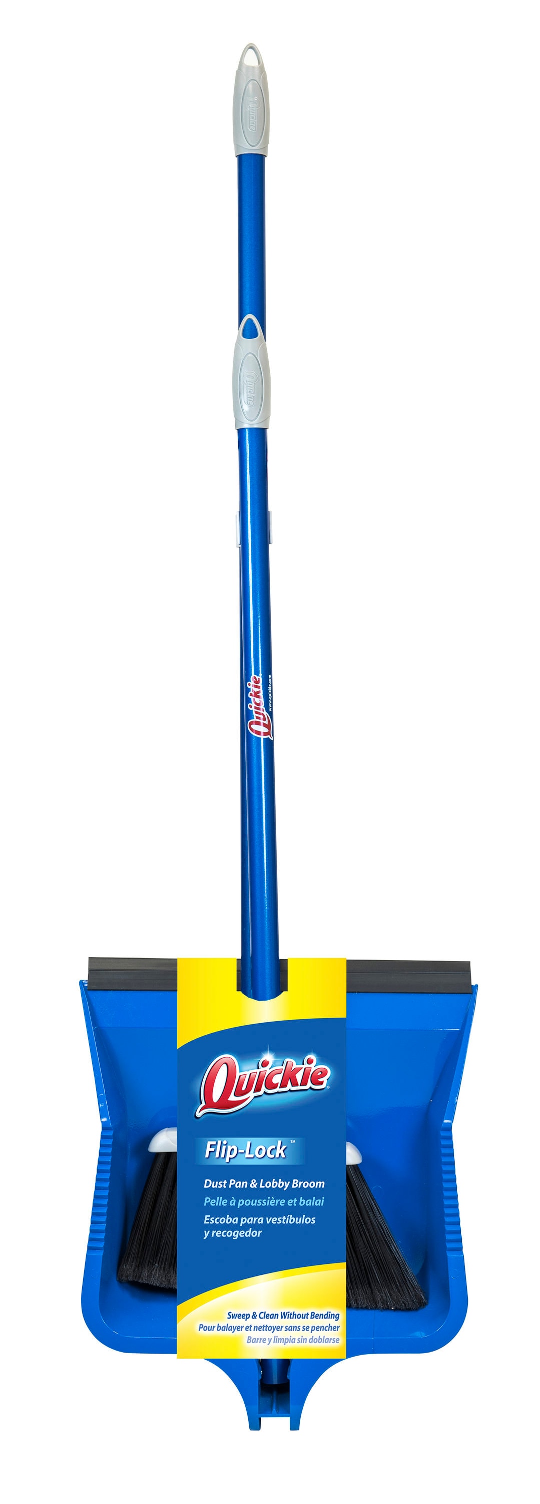 Quickie Stand & Store, Upright Broom and Dustpan Set, 35 Inch Height, Blue