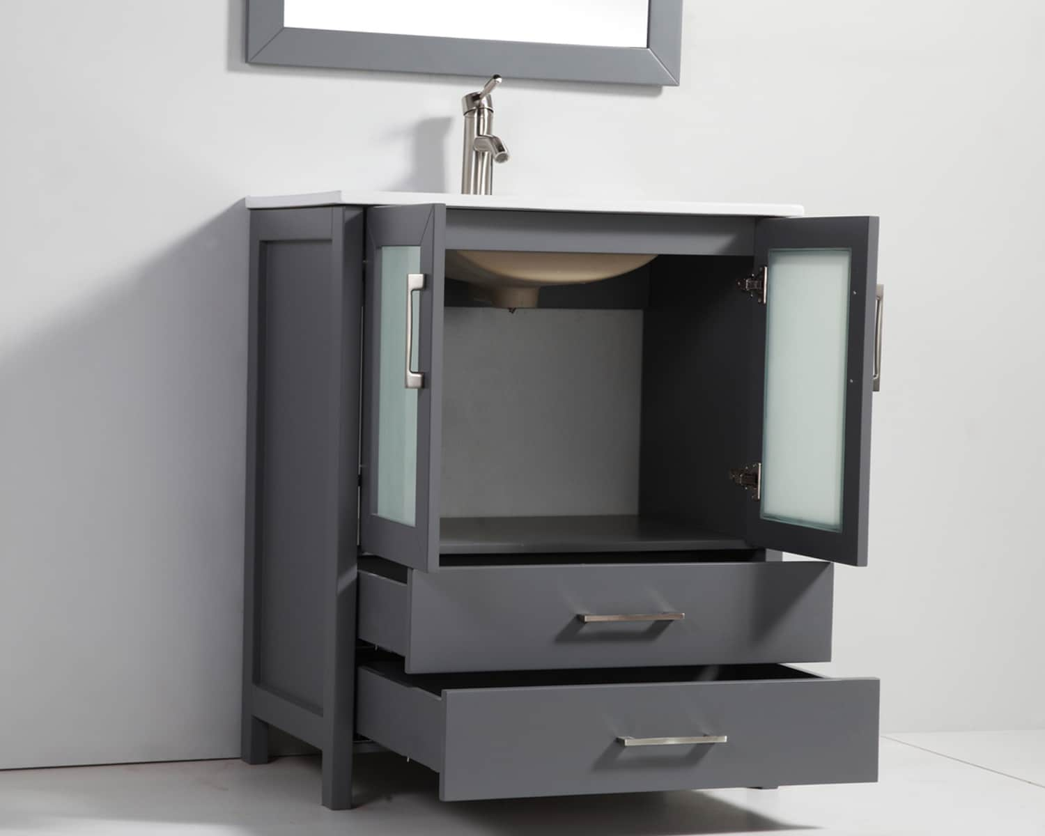 MTD Vanities 24 In Grey Single Sink Bathroom Vanity With White Ceramic   07673866 