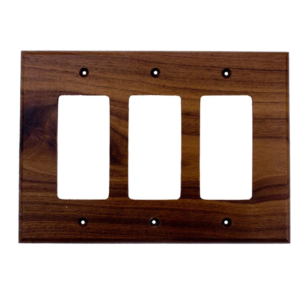 Sierra Lifestyles 682345 3 -Gang Specialty Size Black Walnut Wood Indoor Wall Plate