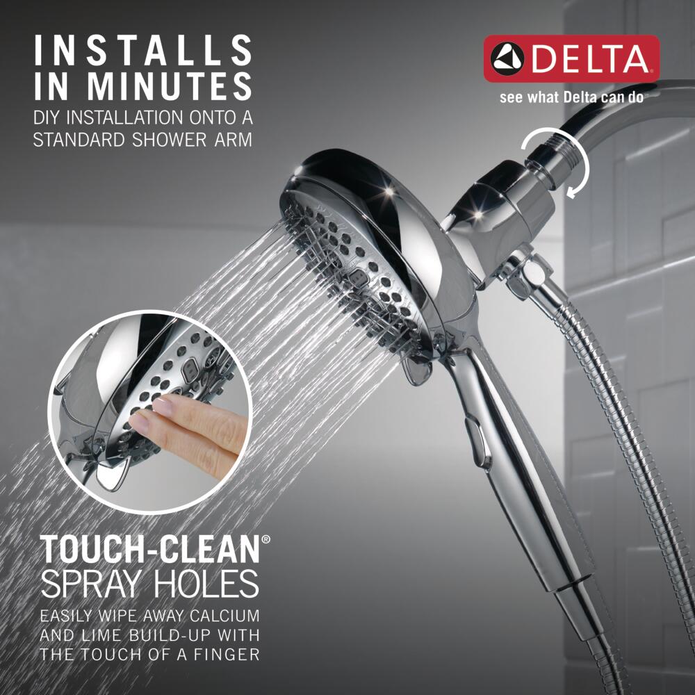 Delta SureDock Chrome 4.88in Round Handheld Shower Head 1.75