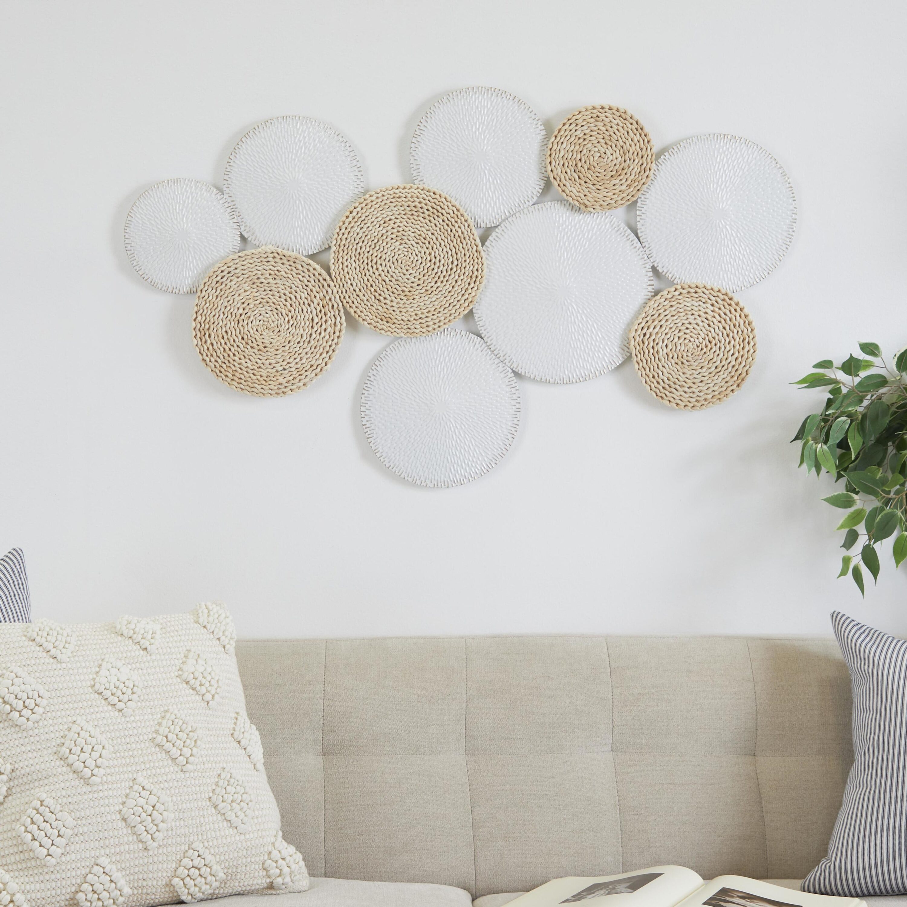 The Novogratz 30336 44-in W x 26-in H Metal Plate Rope Design with Textured Pattern Abstract Wall sculpture