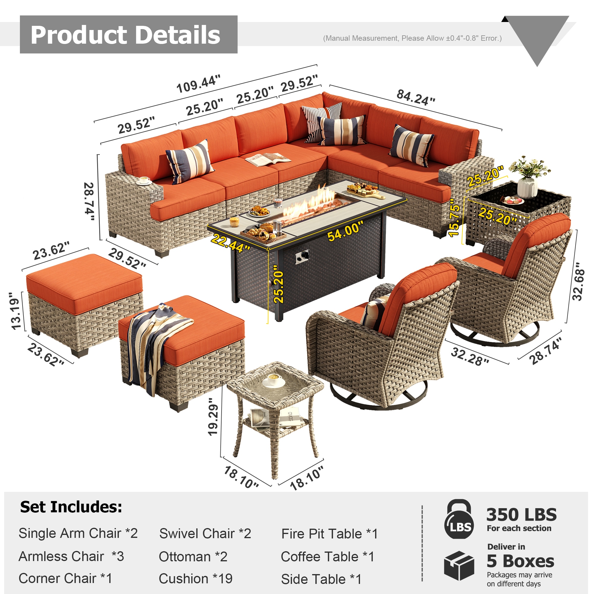 XIZZI XIXSQF8185-RC3DFP Patio-Conversation-Sets - View #10
