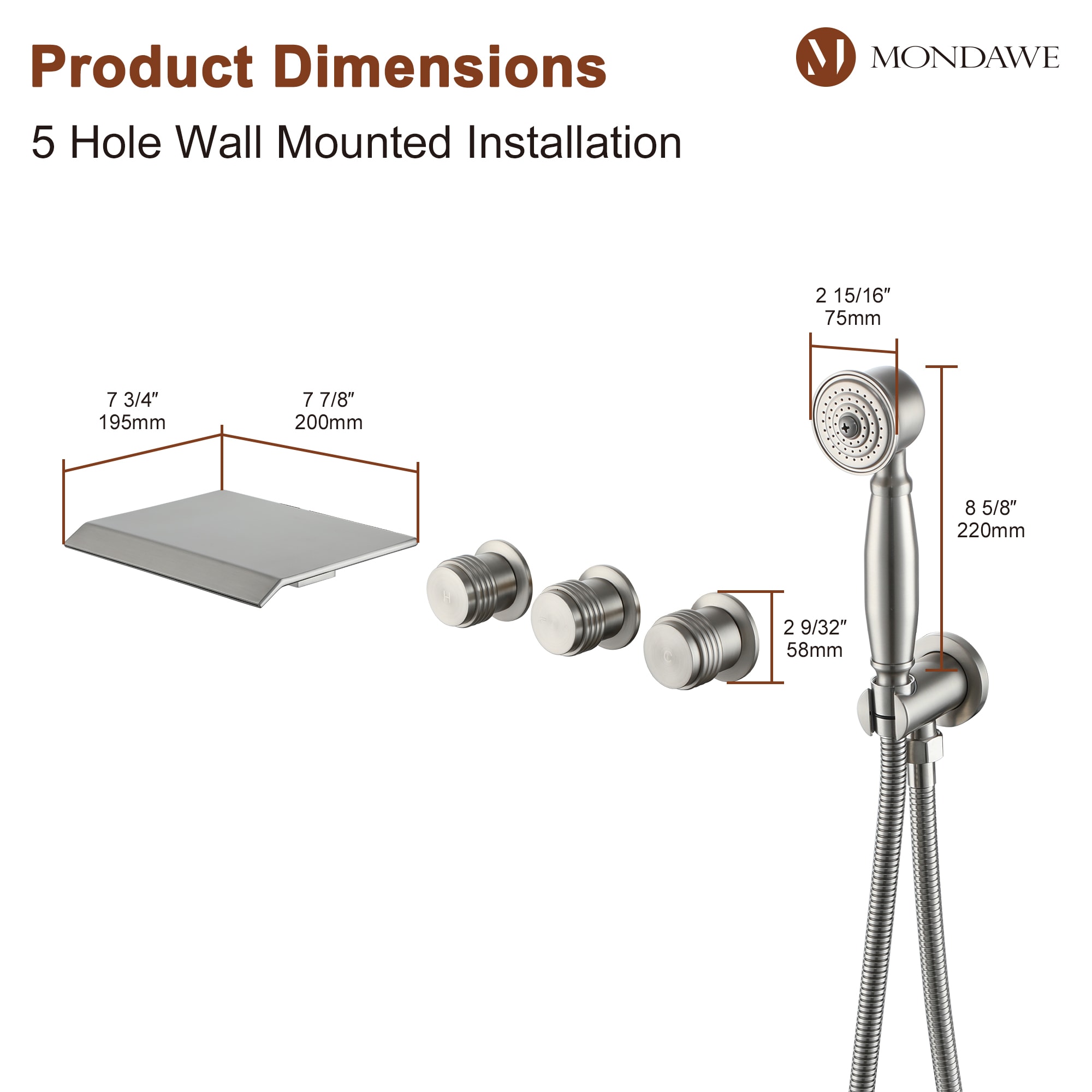Mondawe WF-5701-BN Roman-Tub-Faucets - View #9