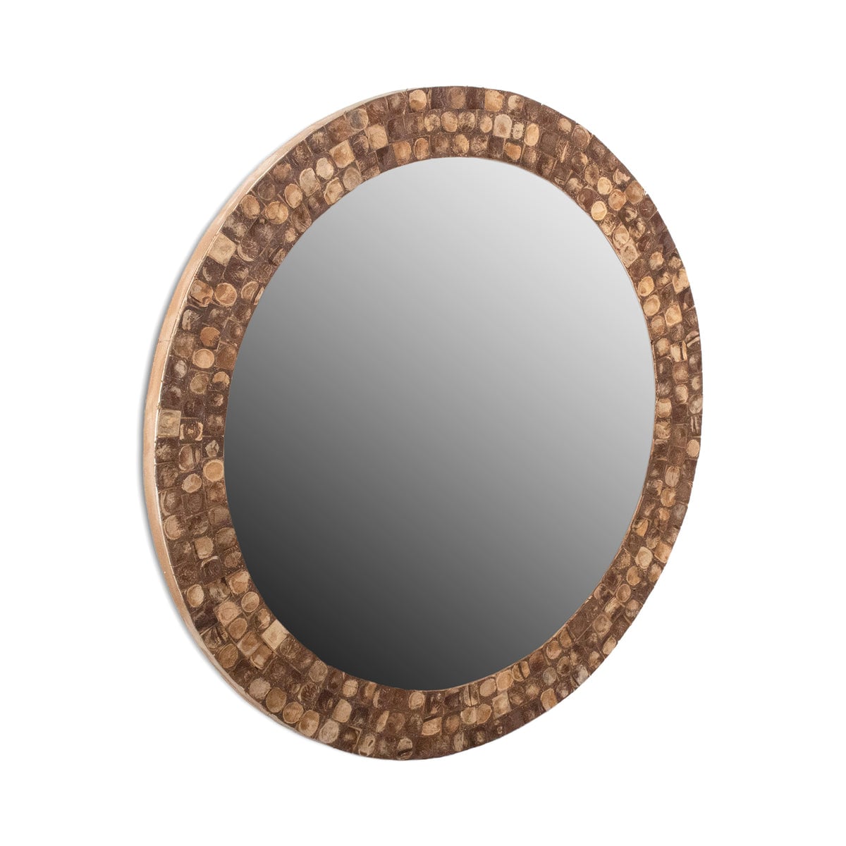Jeffan AM-70421-NB New Hampton Round Coconut Shell Mirror Natural Bliss