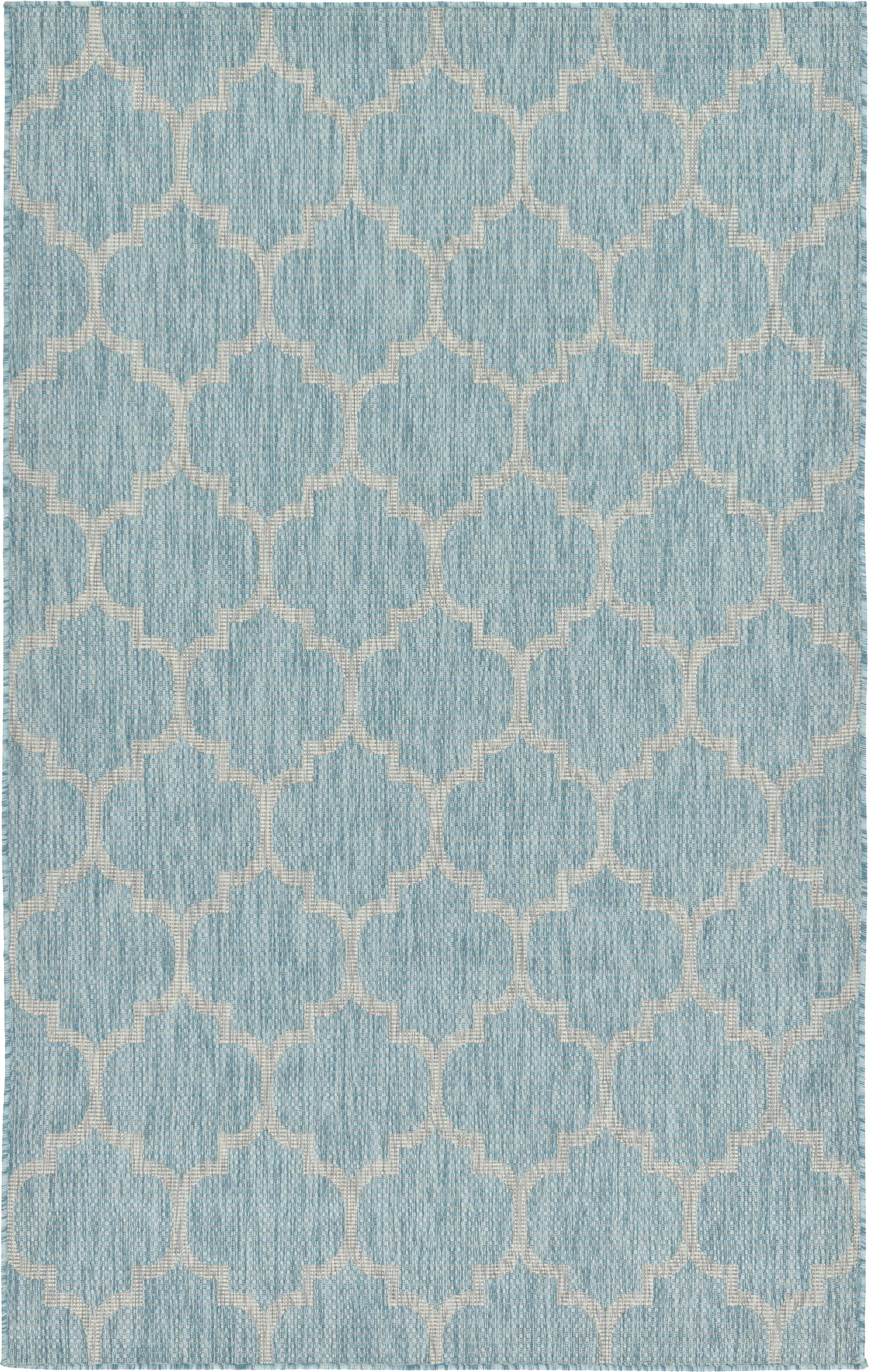 Unique Loom 3129019 Trellis Outdoor 5 x 8 (ft) Loomed Polypropylene Aquamarine/Gray Rectangular Indoor/Outdoor Trellis Area rug