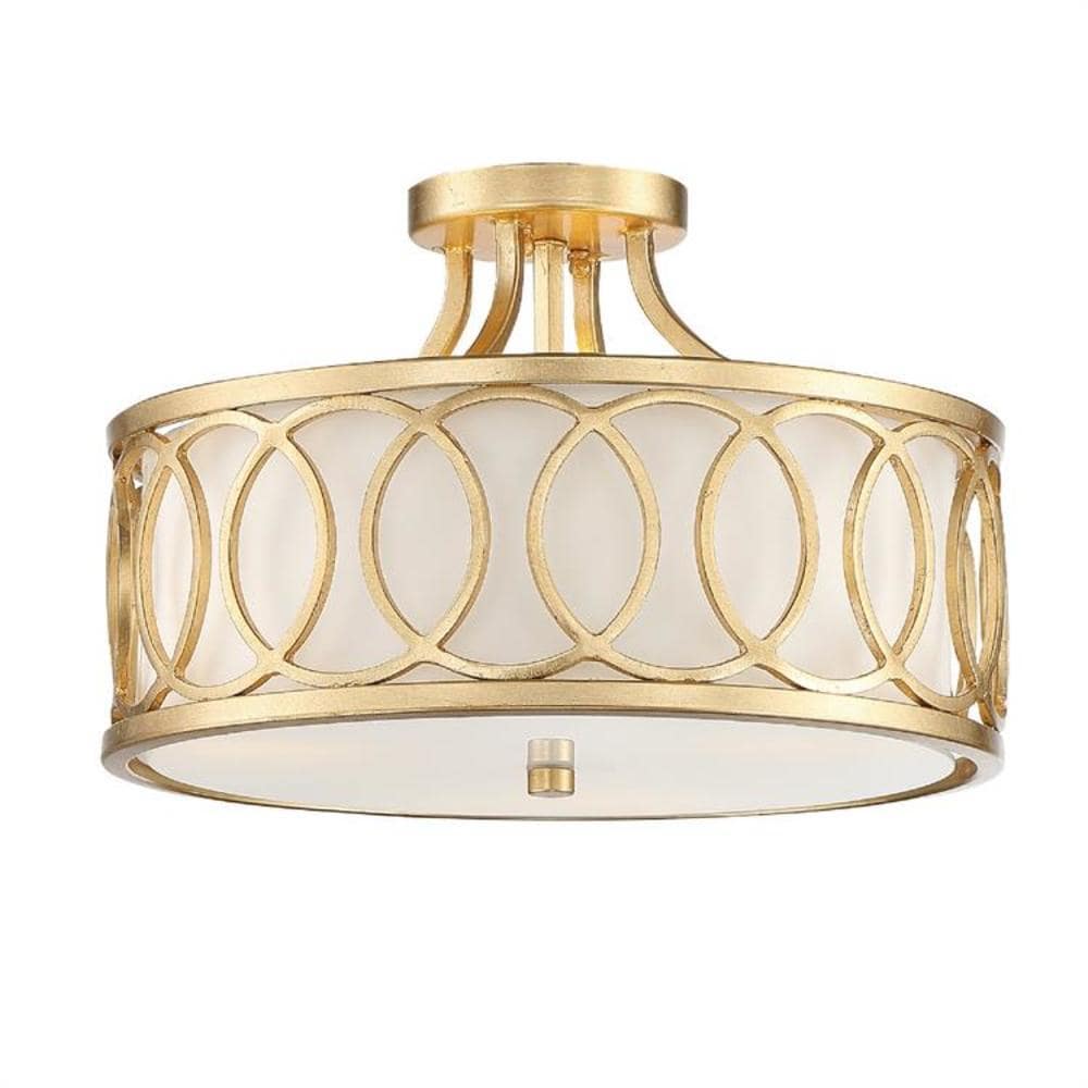 Crystorama 285-GA Graham 3 -Light 15-in Polished Gold Semi Flush Mount Light