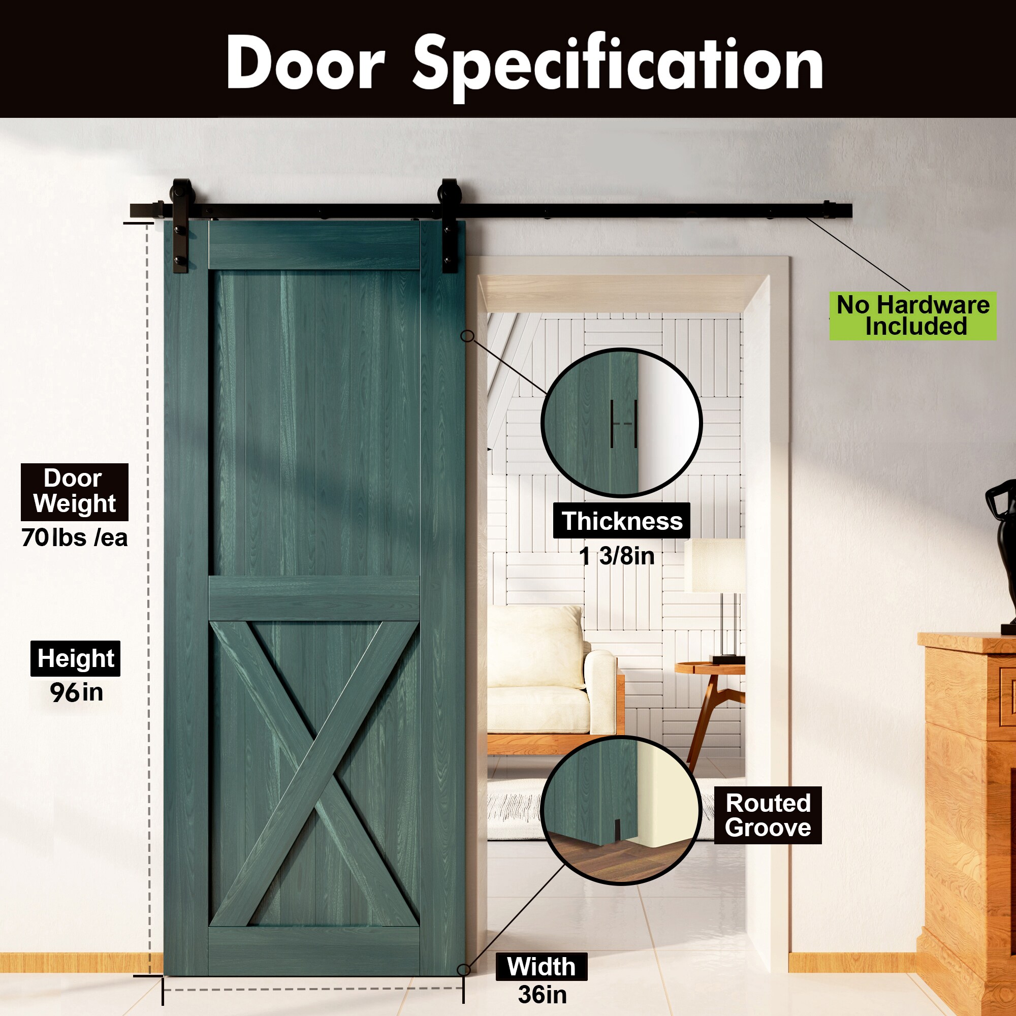 HOMACER 3696-X-RP Barn-Doors - View #3
