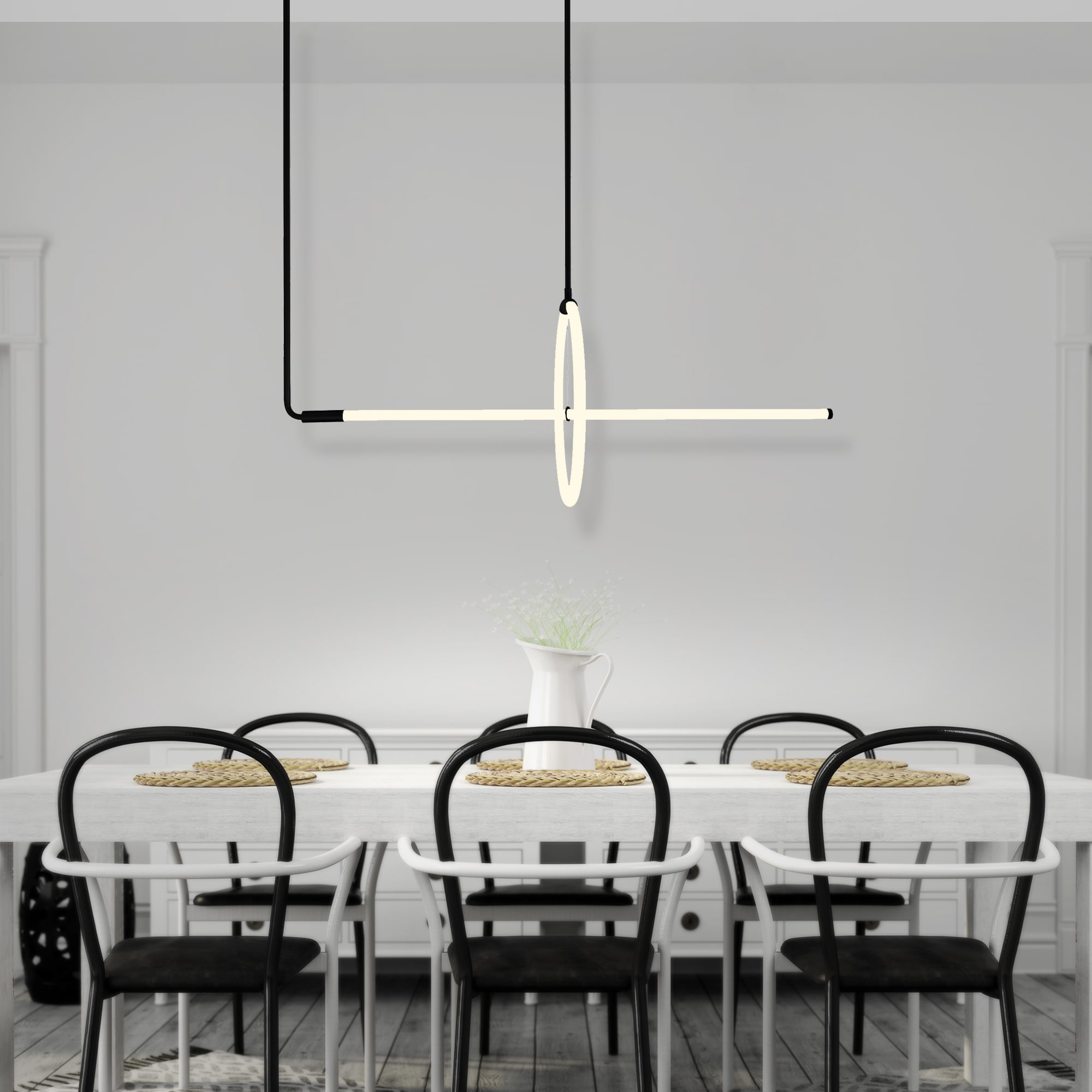 CWI Lighting 1273P40-2-101-RC Hoops 2 -Light Multiple finishes Black Modern/contemporary Integrated LED For Use in Bathrooms, Bedrooms, Dining Rooms, Foyers, Kitchens, Living Rooms Chandelier