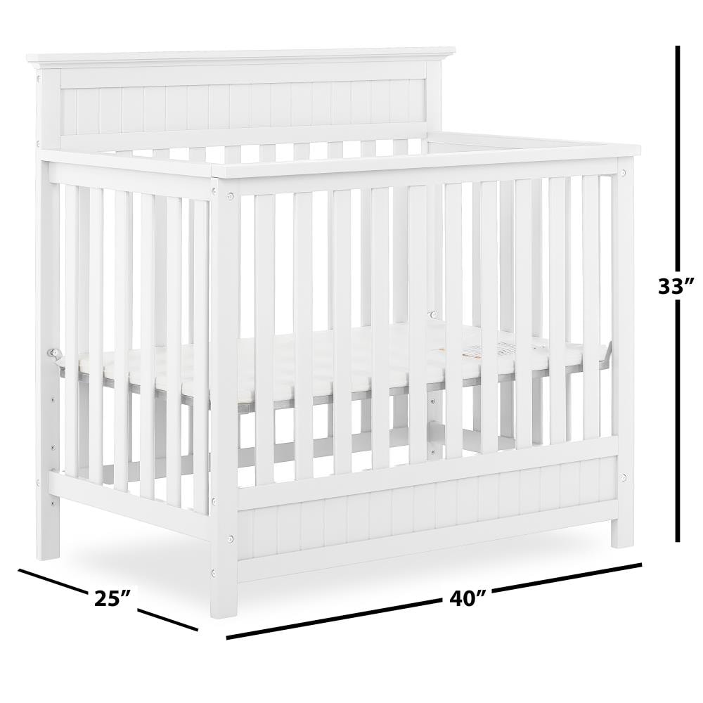 Dream On Me Harbor 4-in-1 Convertible Mini Crib - White, Traditional Style,  Wood Construction, Adjustable Mattress Height in the Cribs department at