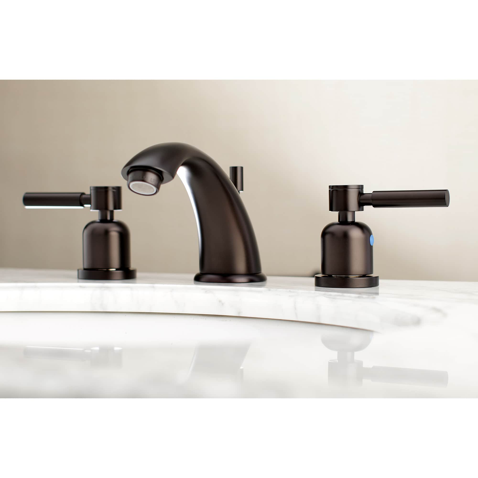 Kingston Brass WLKB8965DL Concord Oil-rubbed bronze Widespread 2-handle Mid-arc Residential Handle Bathroom Sink Faucet with Drain