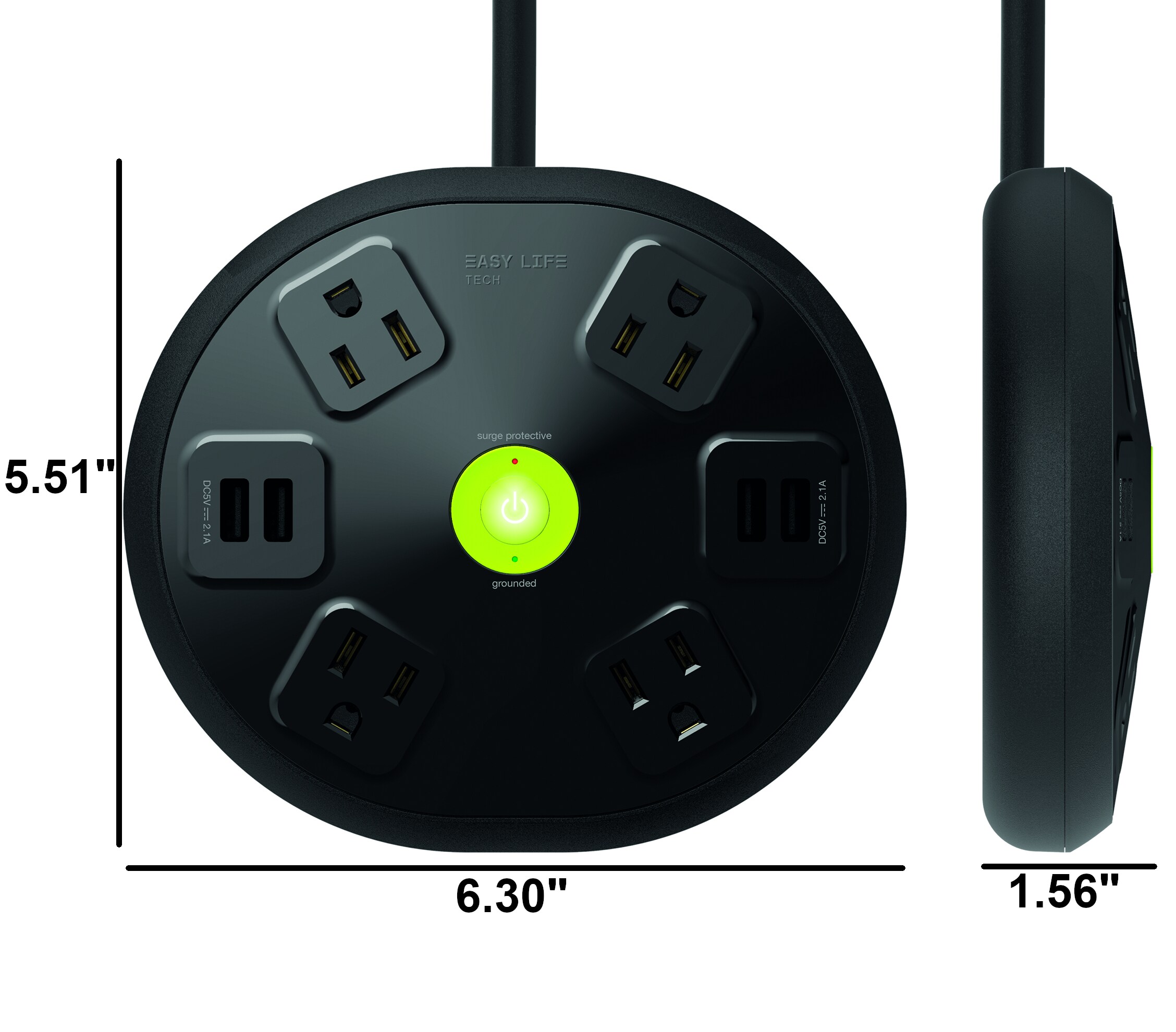 Easylife Tech 6 ft, 4-Outlet, Power Strip Surge Protector - White