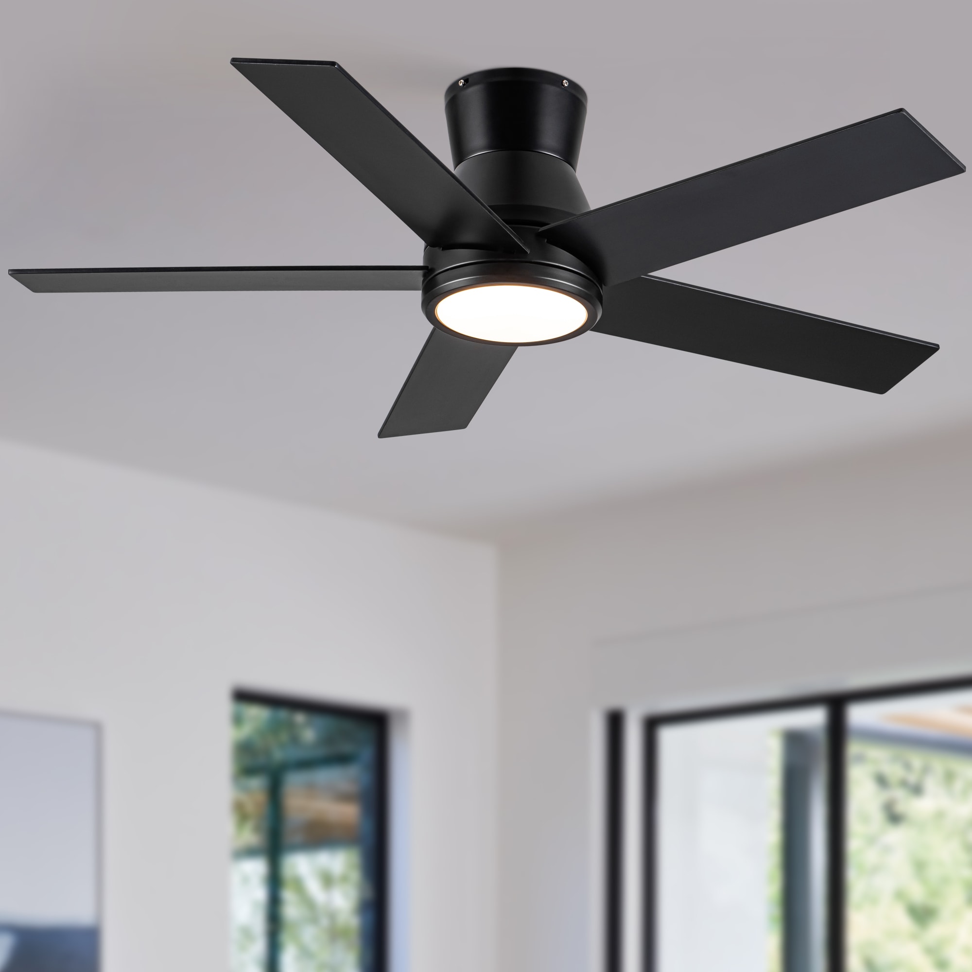 Blisstyle - 52-in Black with Modern ABS Blades Ceiling Fan With Light 5-Blade