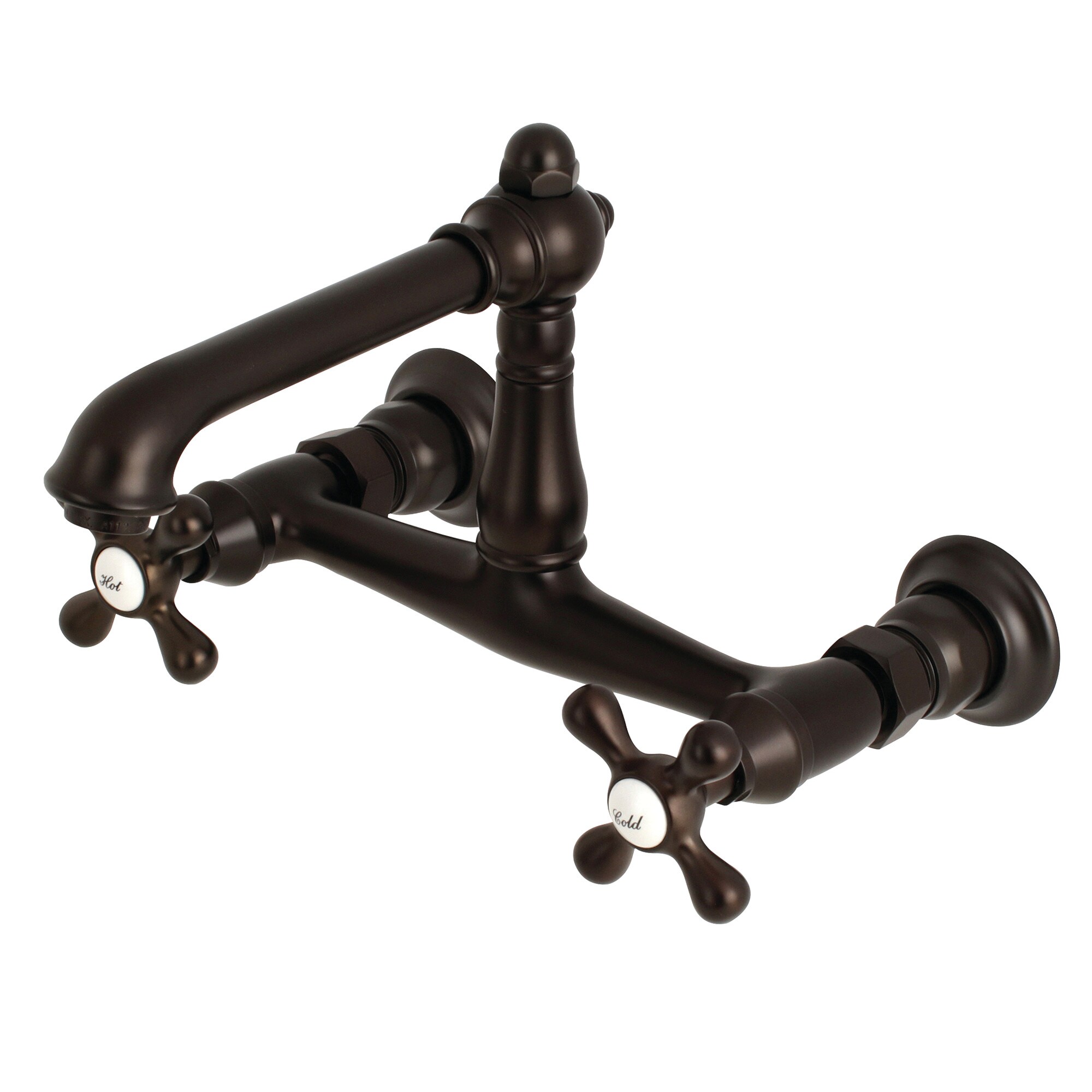 Kingston Brass WLKS7245AX English Country Oil-rubbed bronze Wall-mount 2-handle Mid-arc Residential Handle Bathroom Sink Faucet