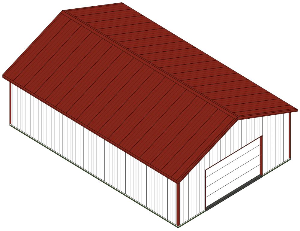 MASTER Building Components BKL32481025 Bright White 32-ft W x 10-ft H x 48-ft L Pole Barn Kit