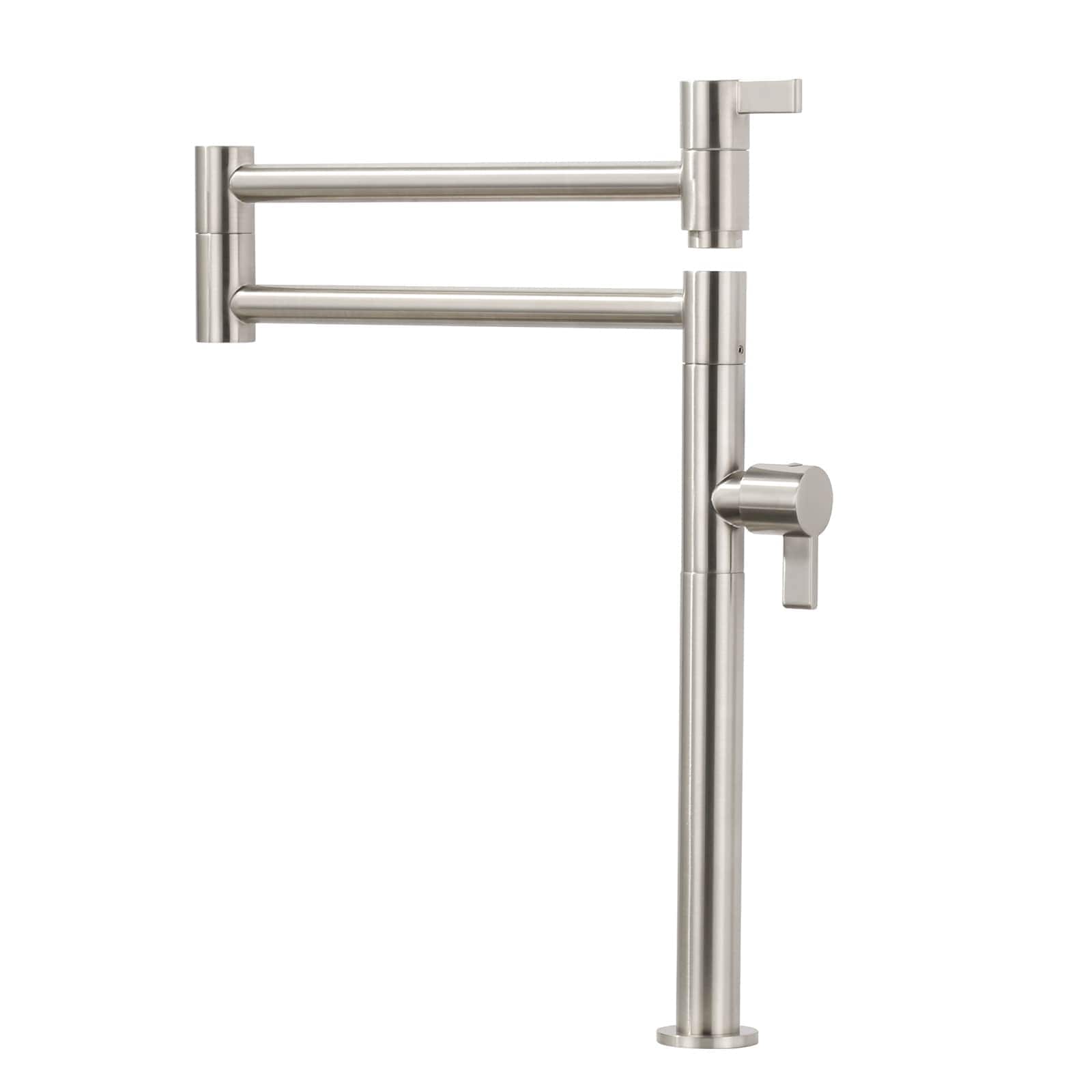 ARCORA Standing Deck Mounted Pot Filler with Knob Handle in Brushed Nickel