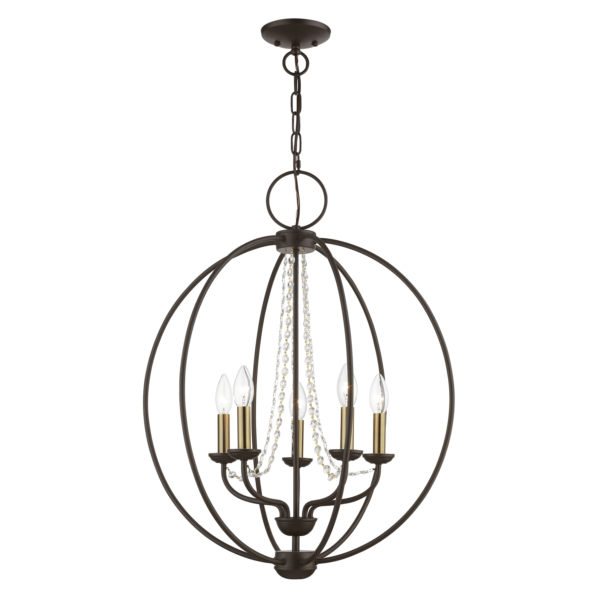 Livex Lighting Arabella 5-Light Bronze with Antique Brass Candles ...