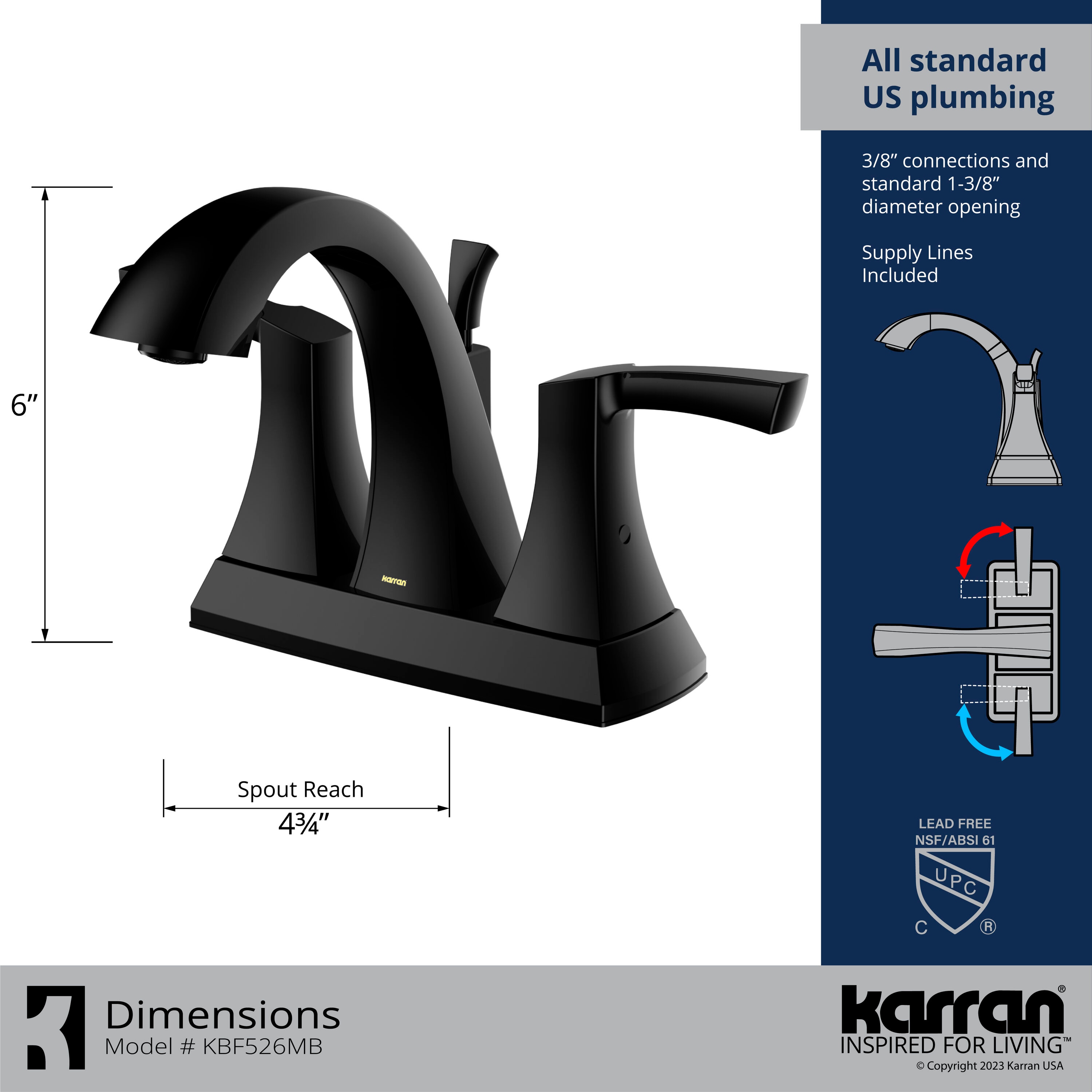 Matte Black Brass 2-Handle Centerset Bathroom Faucet