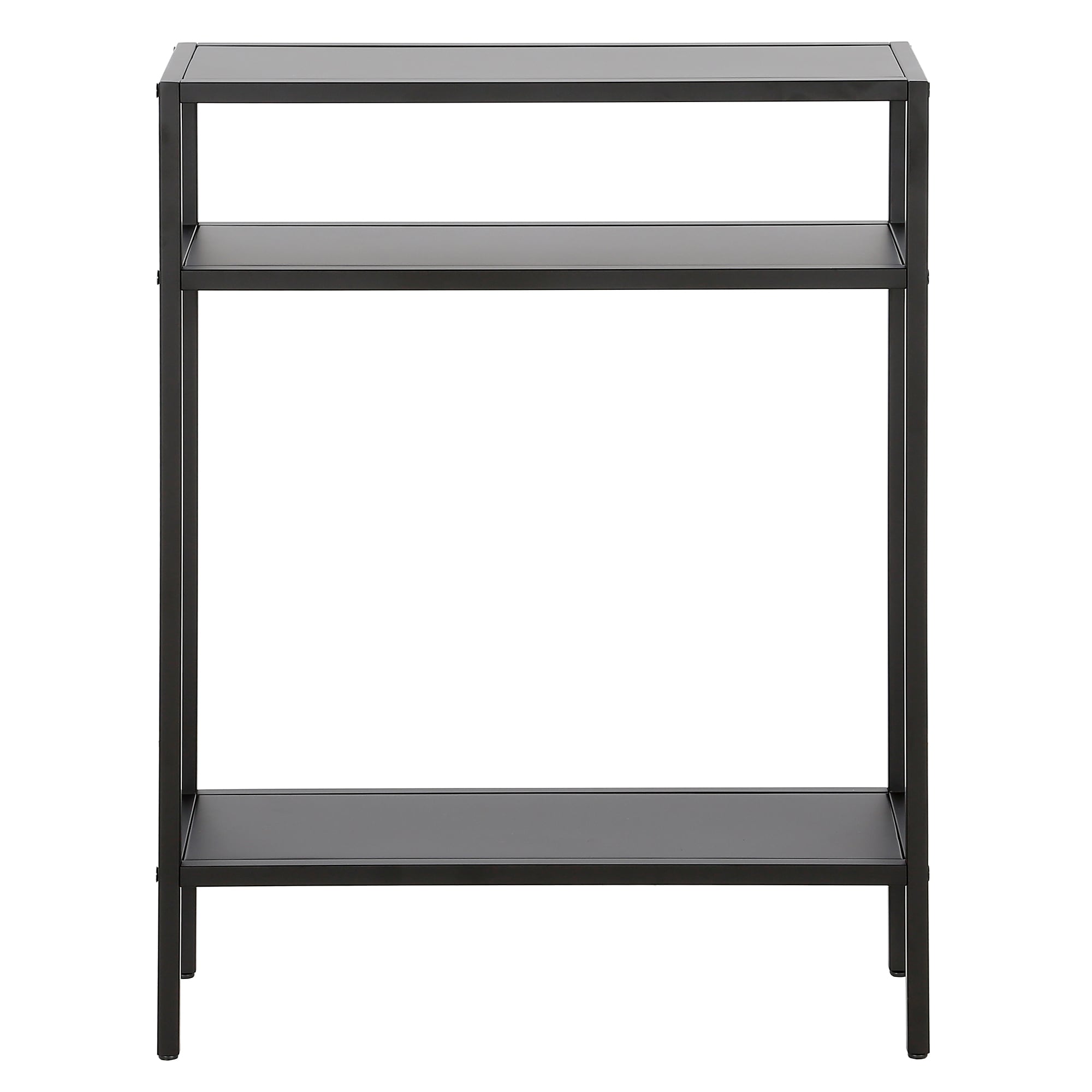 Ricardo Compact Blackened Bronze Console Table with Metal Shelves