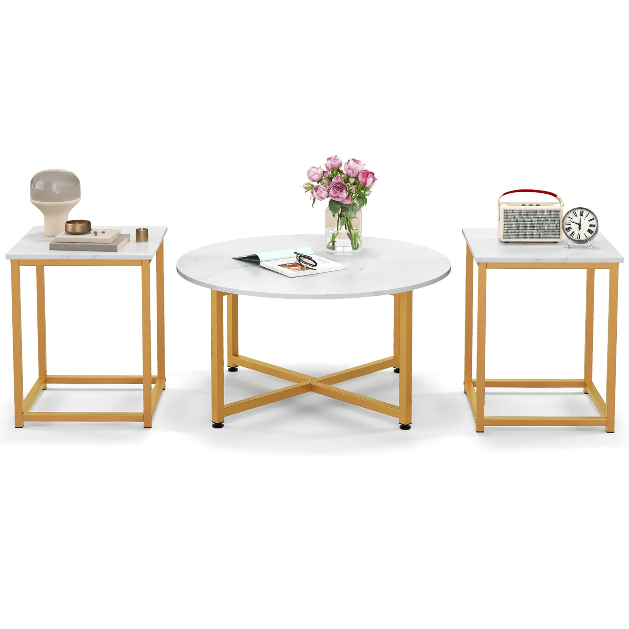 Costway HCST03465 Table Top Finish Acacia Wood Modern Coffee Table with Storage