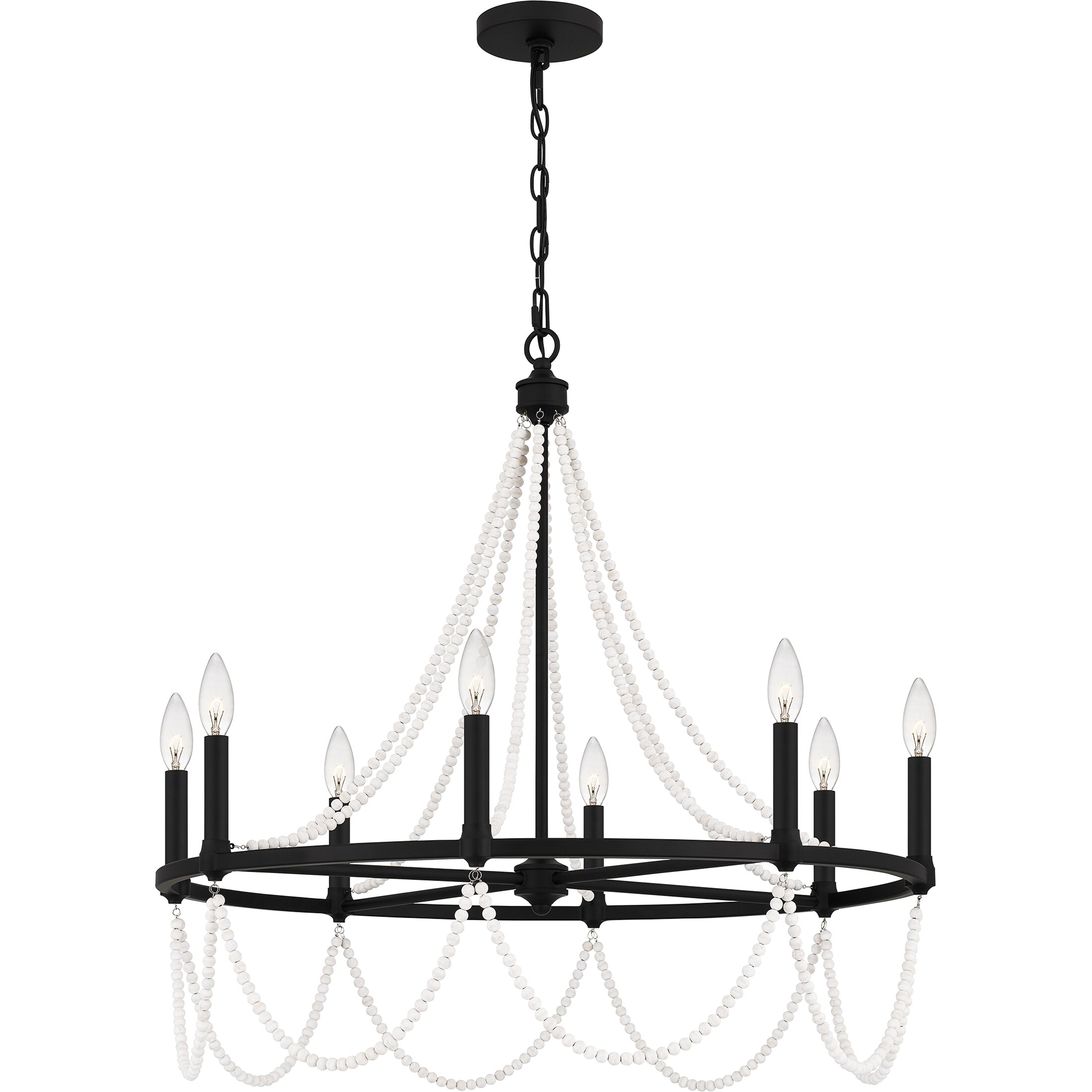 Quoizel BGA5030MBK Brigitta 8-Light Matte Black Transitional Damp Rated Chandelier