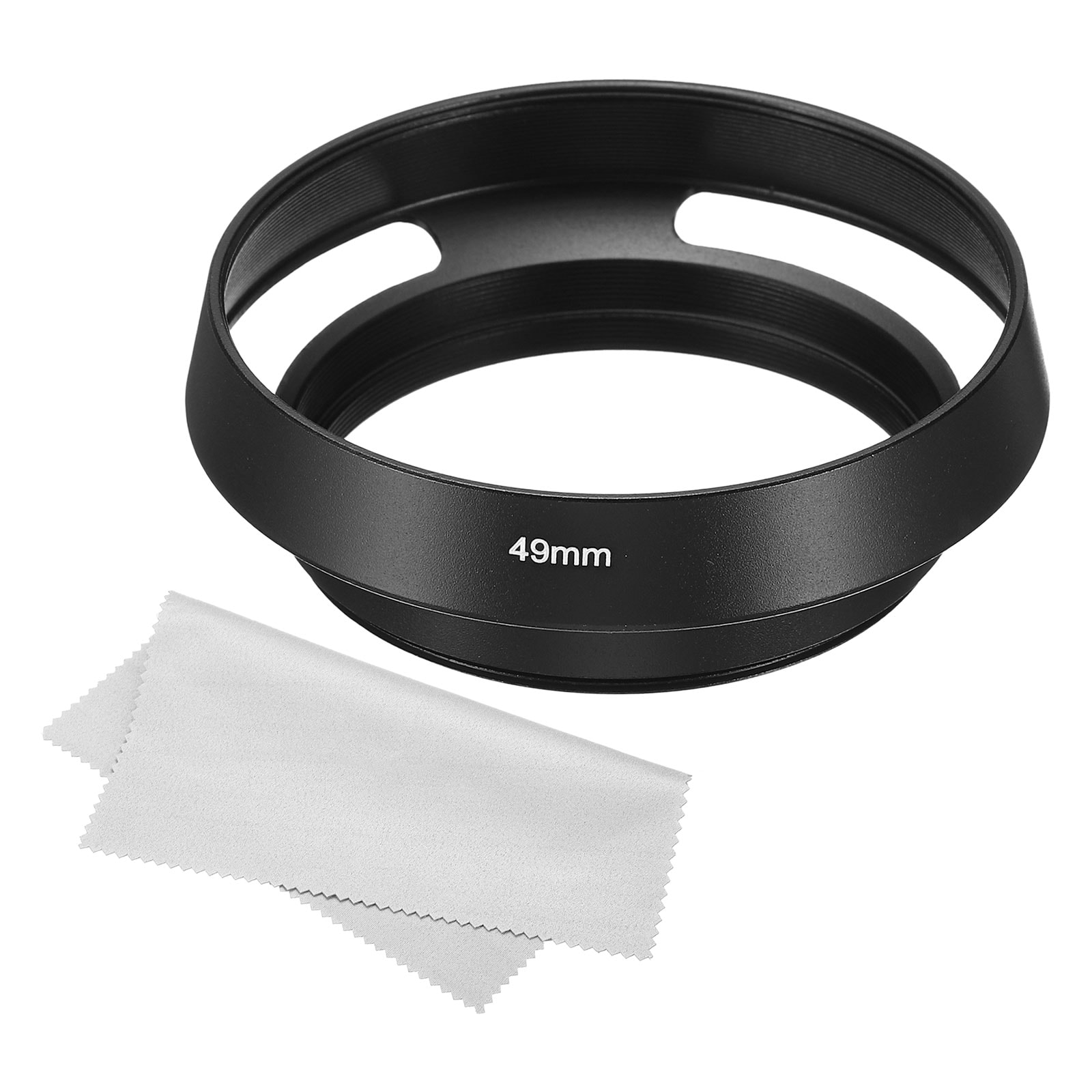 PATIKIL 1 Set 49mm Lens Hood Standard Vented Matte Surface Anti-reflective Inside Hood with Cleaning Cloth for Camera Lens Black for Nikon for Fujifilm for Pentax for Leica
