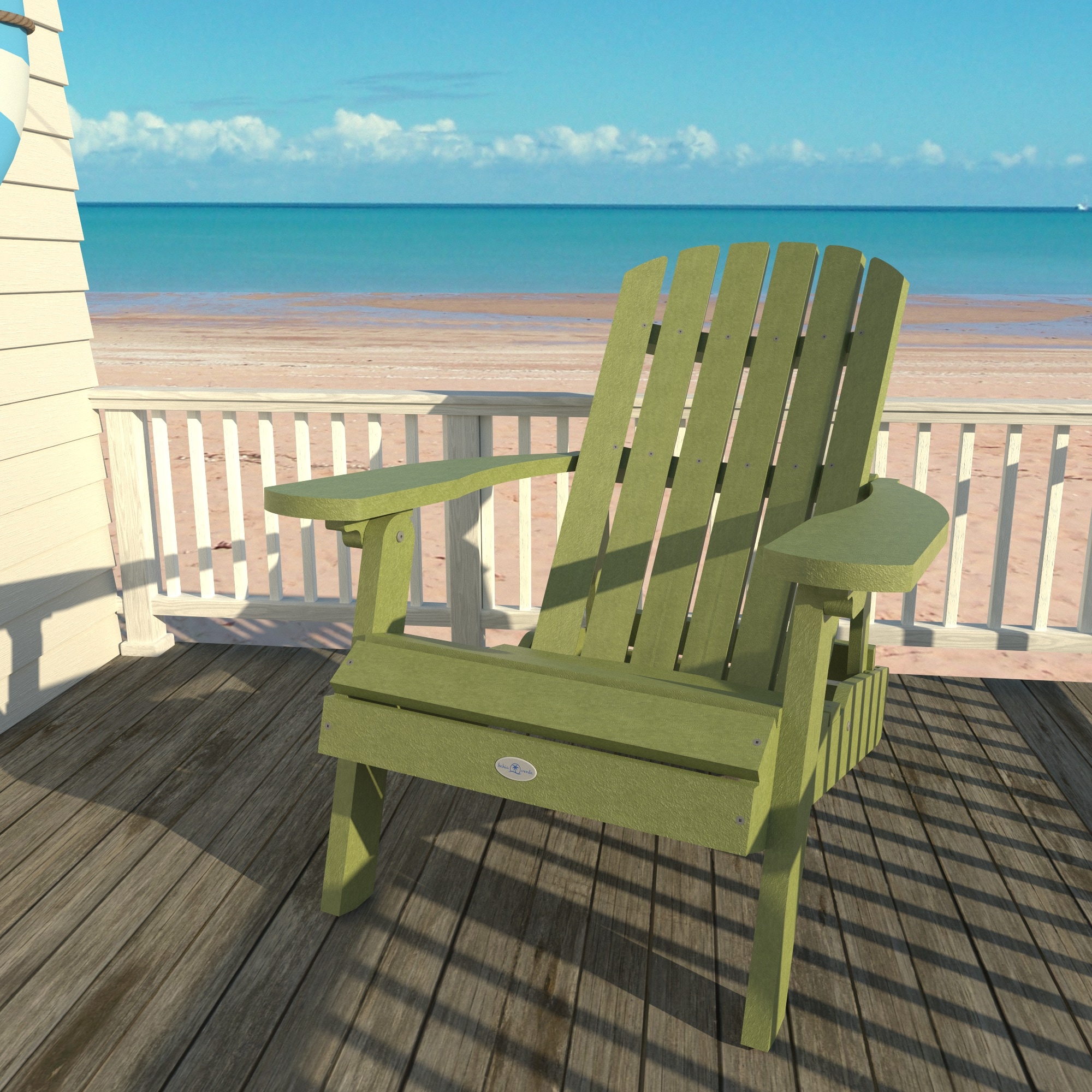 highwood BV-CHL1-PGR Cape Palm Green Poly-lumber Frame Stationary Adirondack Chair with Slat Seat