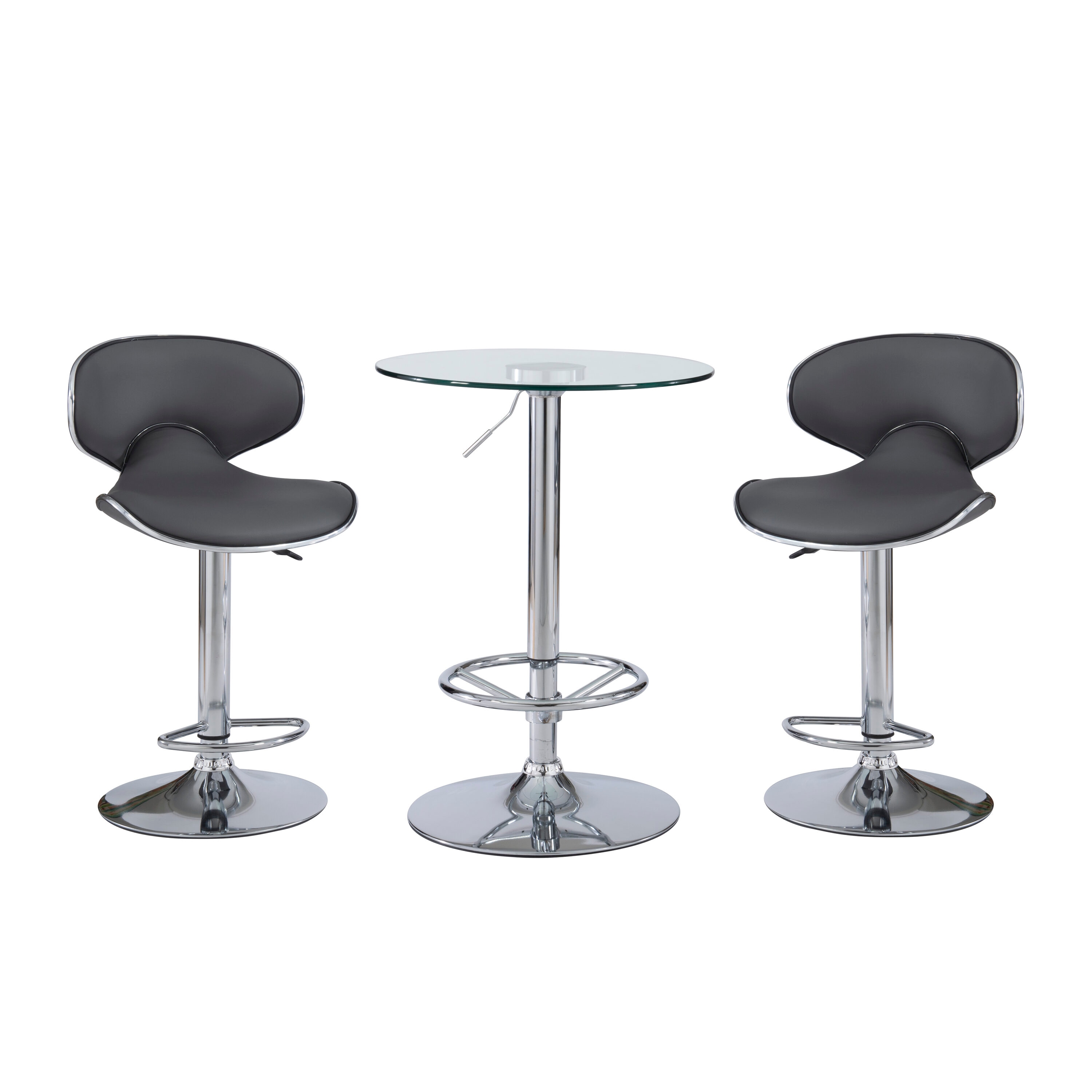 Linon PWLSS486 Gray Contemporary/Modern Dining Room Set with Round Table ( Seats 2 )