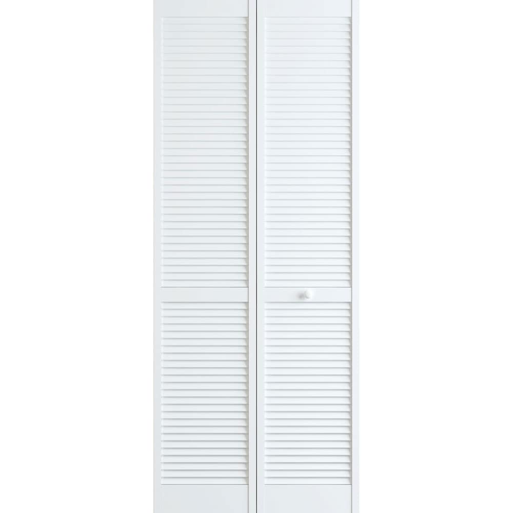 ReliaBilt 24-in x 80-in White Louver Prefinished Pine Wood Bifold Door (Hardware Included)