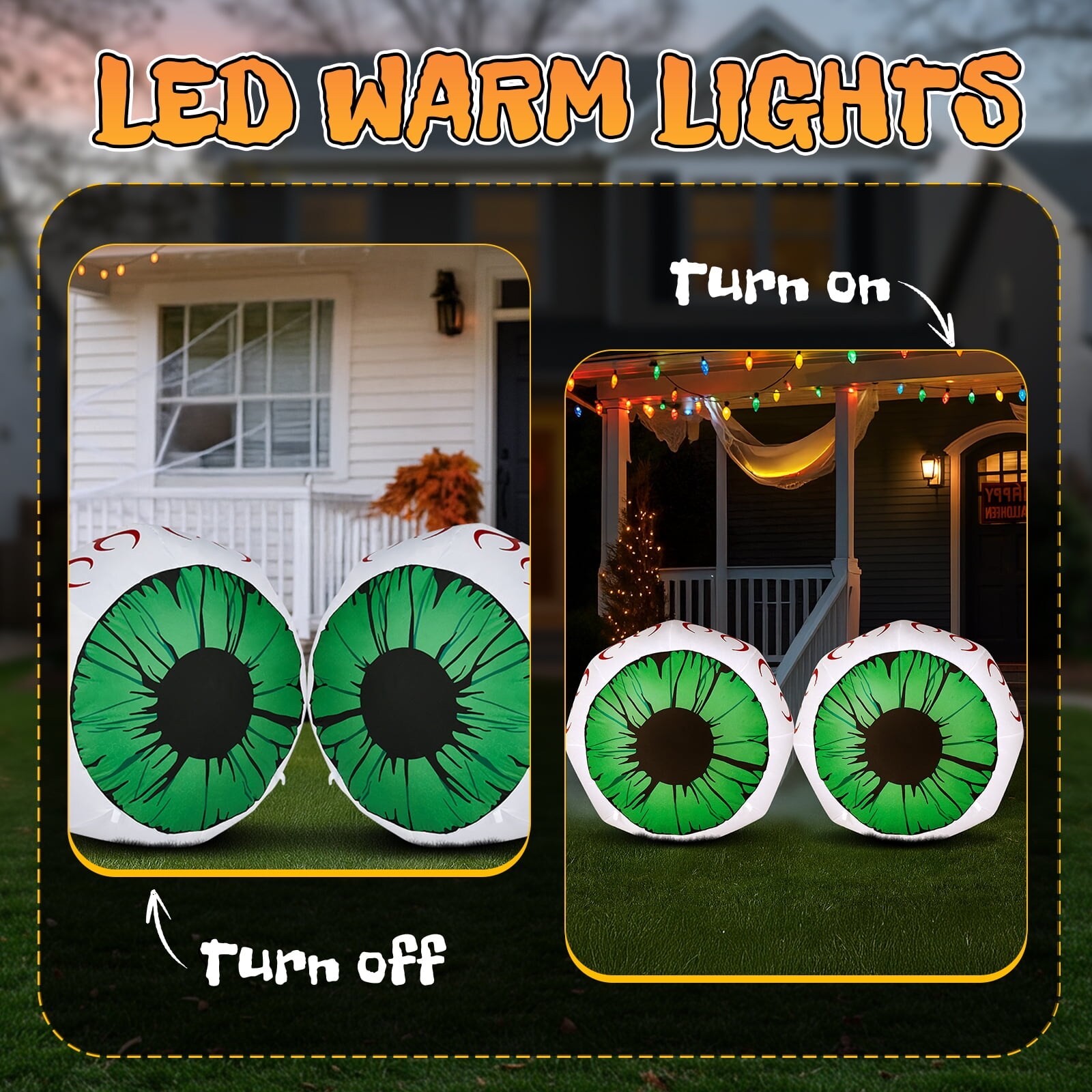 Zyerch 2 Packs Halloween Inflatables Large Set of Lighted Eyes ...