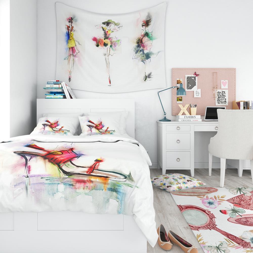 Designart BED6666-Q 3 -Piece Red Queen Duvet cover Set