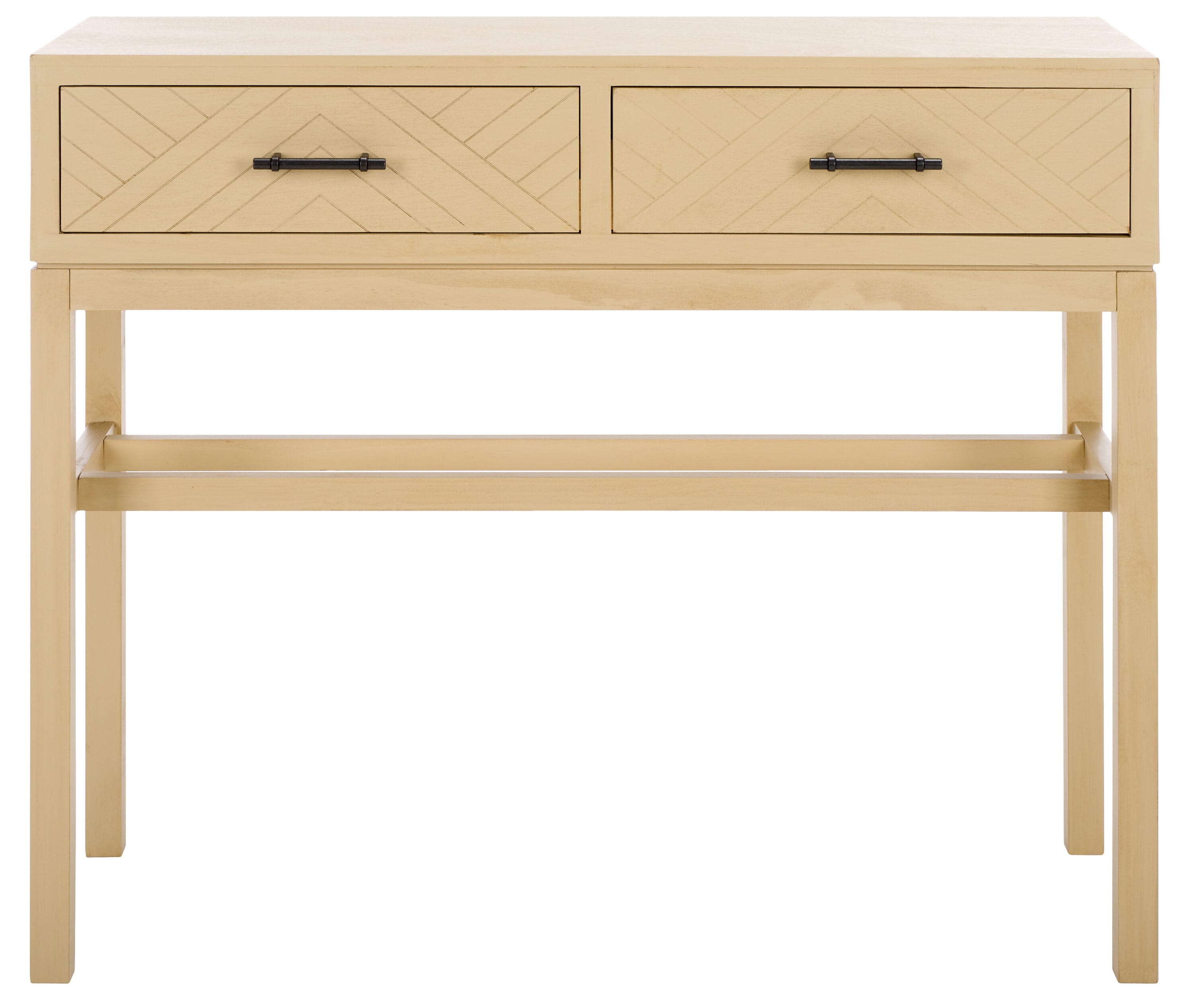 Ajana Natural Wood and Metal 2-Drawer Console Table
