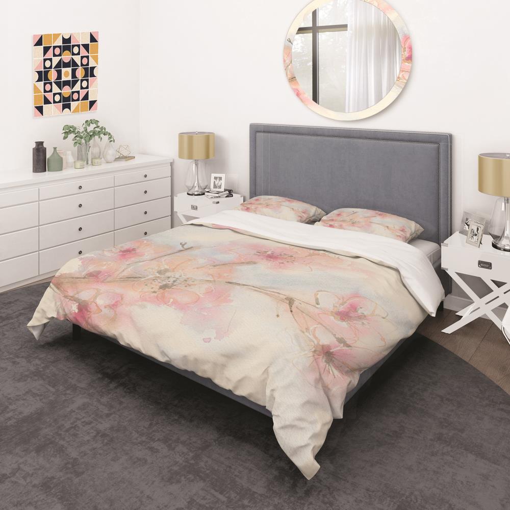 King Pink Floral Microfiber Duvet Cover Set
