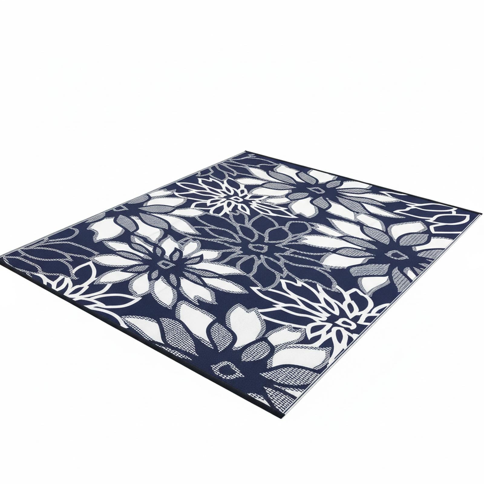 OMOMMD - Reversible Outdoor Rug Waterproof Floral Plastic Straw UV Resistant Portable Camping Mat...