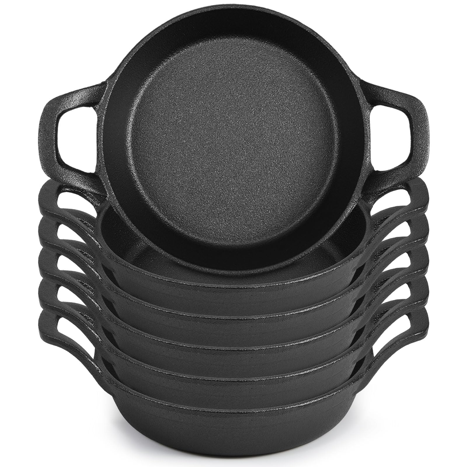 DHMHD  Mini Cast Iron Skillets Set Six Pack Small Ramekin Casserole Dish Oven Safe Cookware for Kitchen Indoor Outdoor Picnic