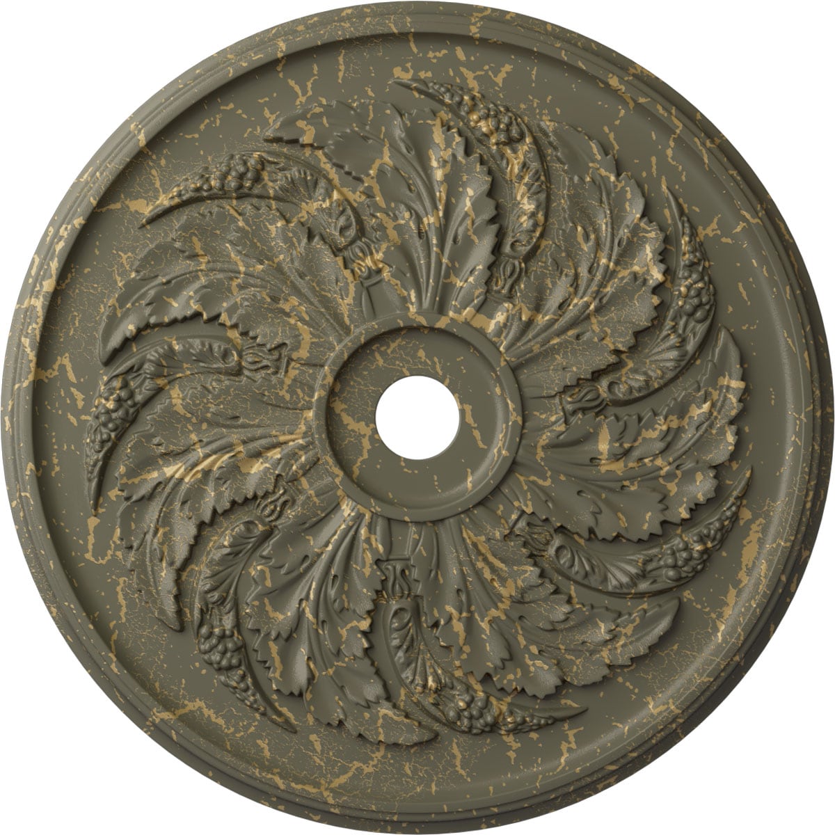Ekena Millwork CM42SKWHC Sellek 42.125-in W x 42.125-in L Painted Witch Hazel Crackle Polyurethane Split Ceiling Medallion