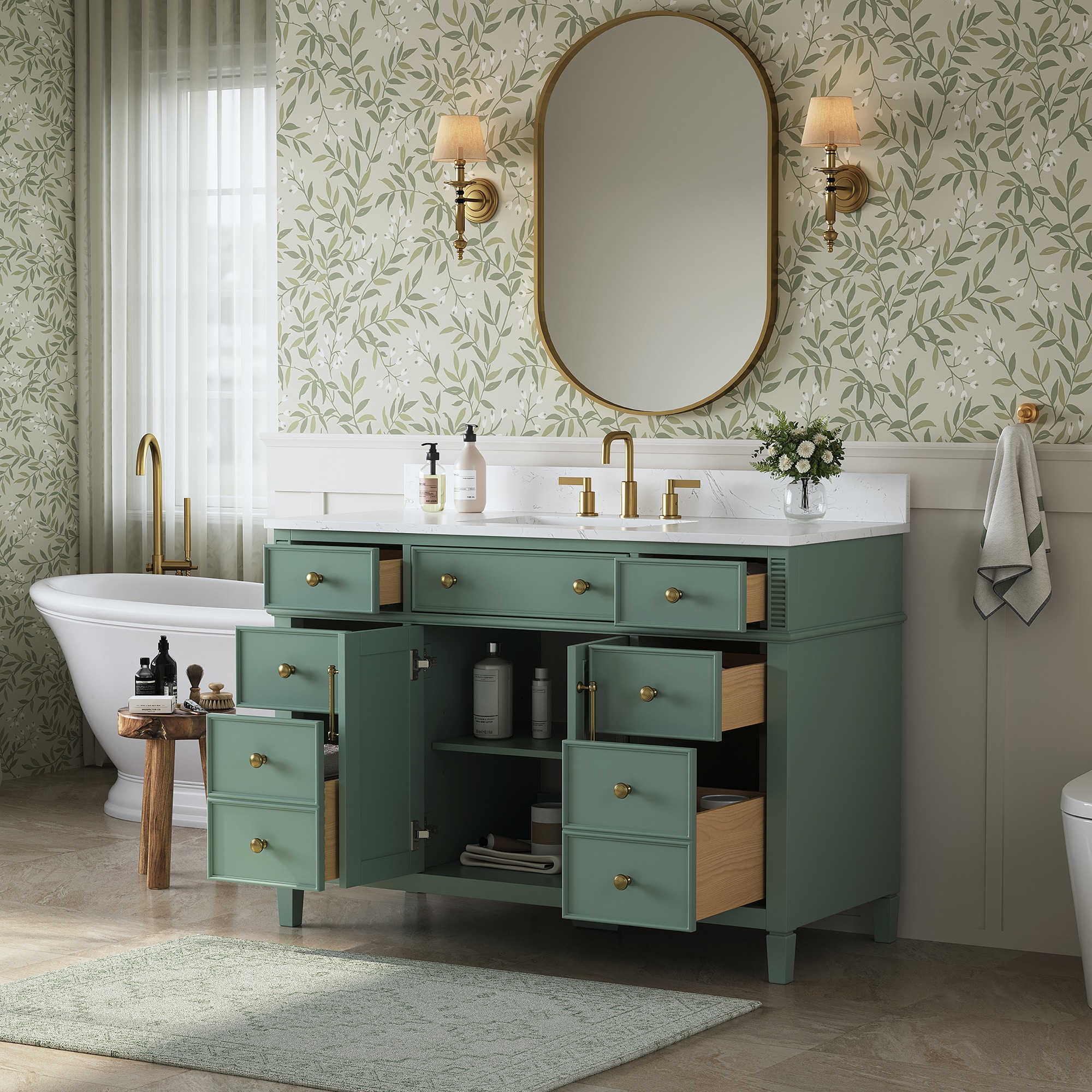 DELUXE LIVING Lisbon 48-in Sea Green Undermount Single Sink