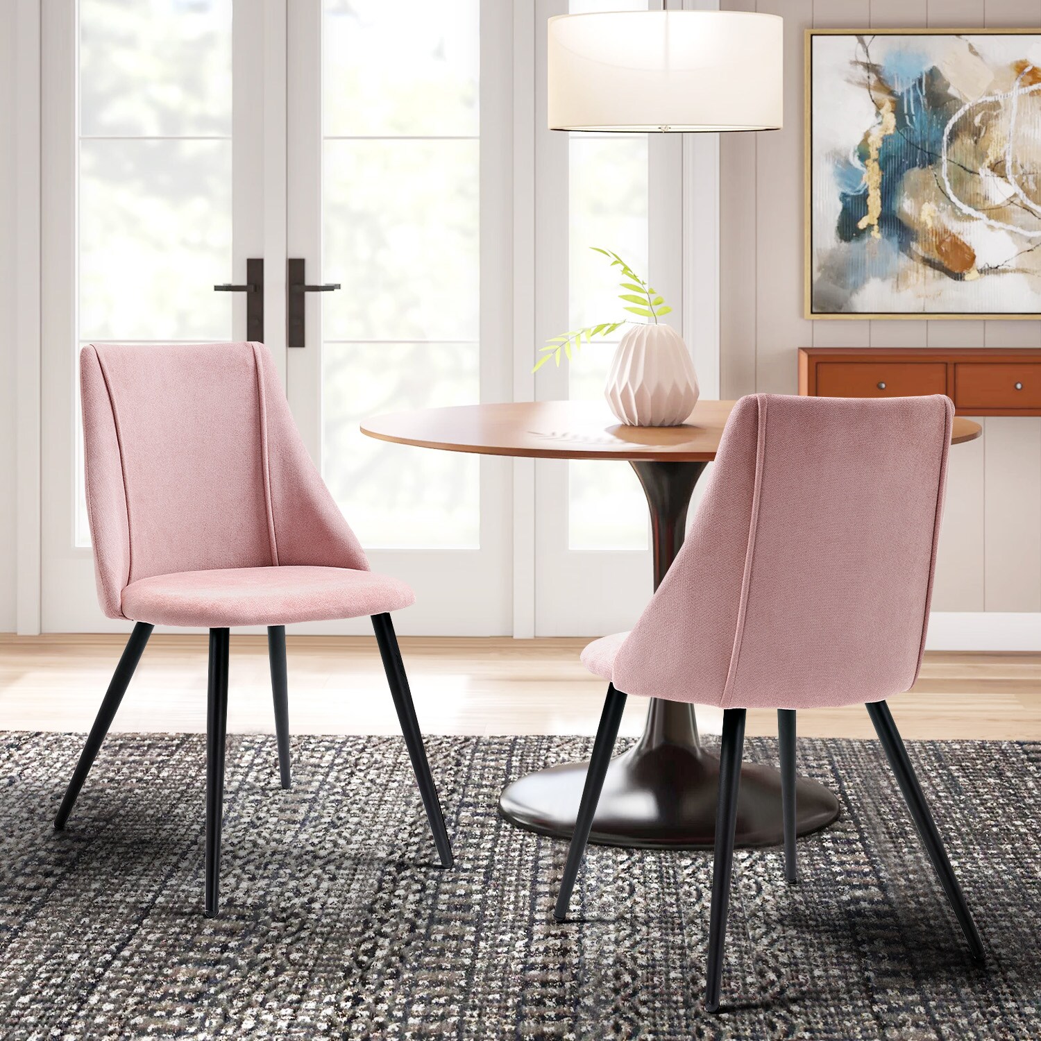 light pink velvet dining chair