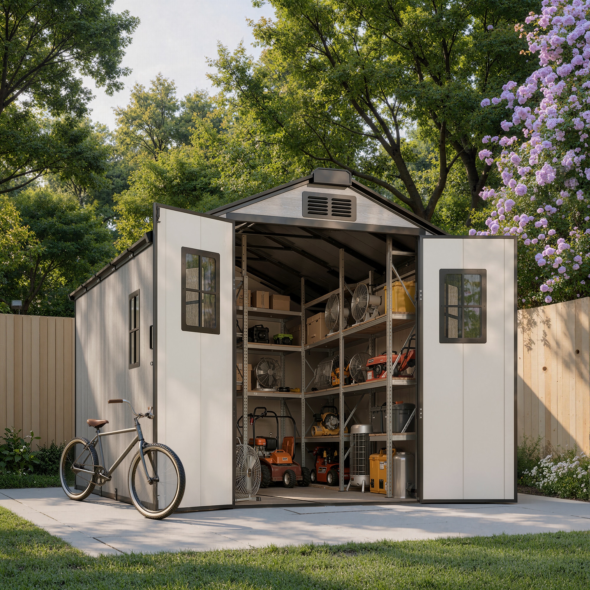 Toject 8x8FT Outdoor Storage Shed with Floor Resin Garden Shed