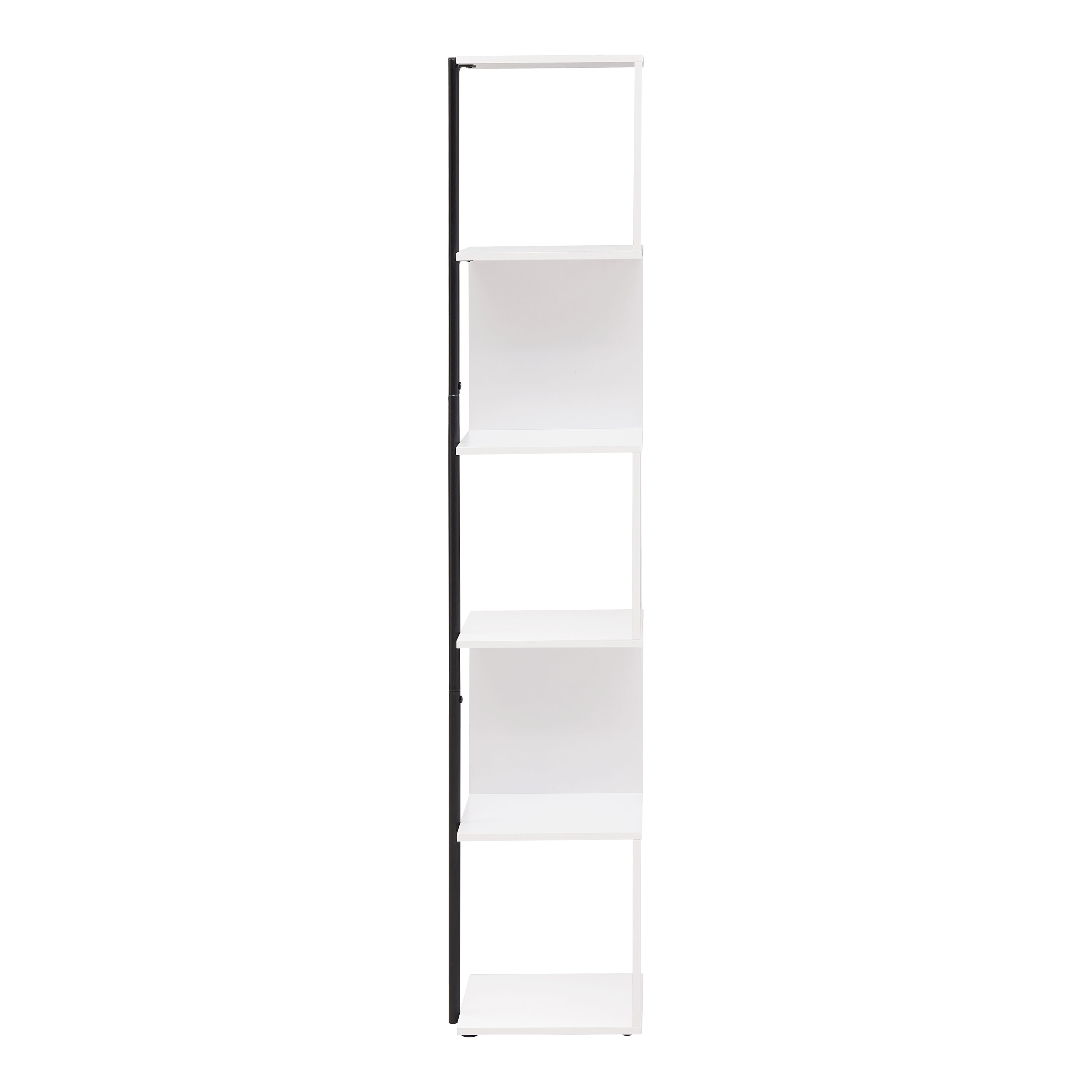 White Wood 5-Tier Corner Bookcase with Metal Support