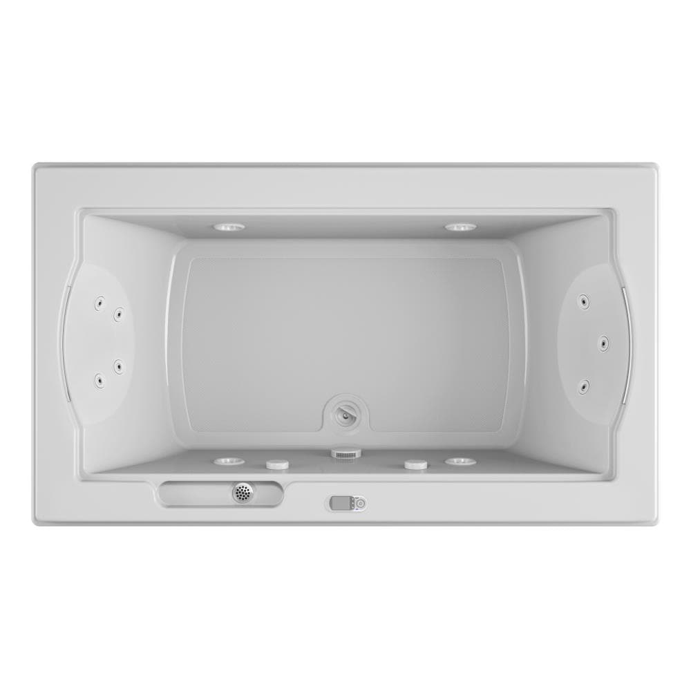 Jacuzzi GL30959 FUZION 42-in x 72-in White Acrylic Rectangular Drop-in Whirlpool tub with Drain ( Front center Drain )