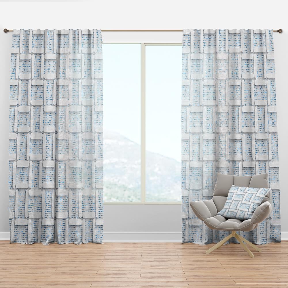 Designart CTN24119-52-120 120-in Blue Abstract Room darkening Thermal lined Rod pocket Single curtain panel